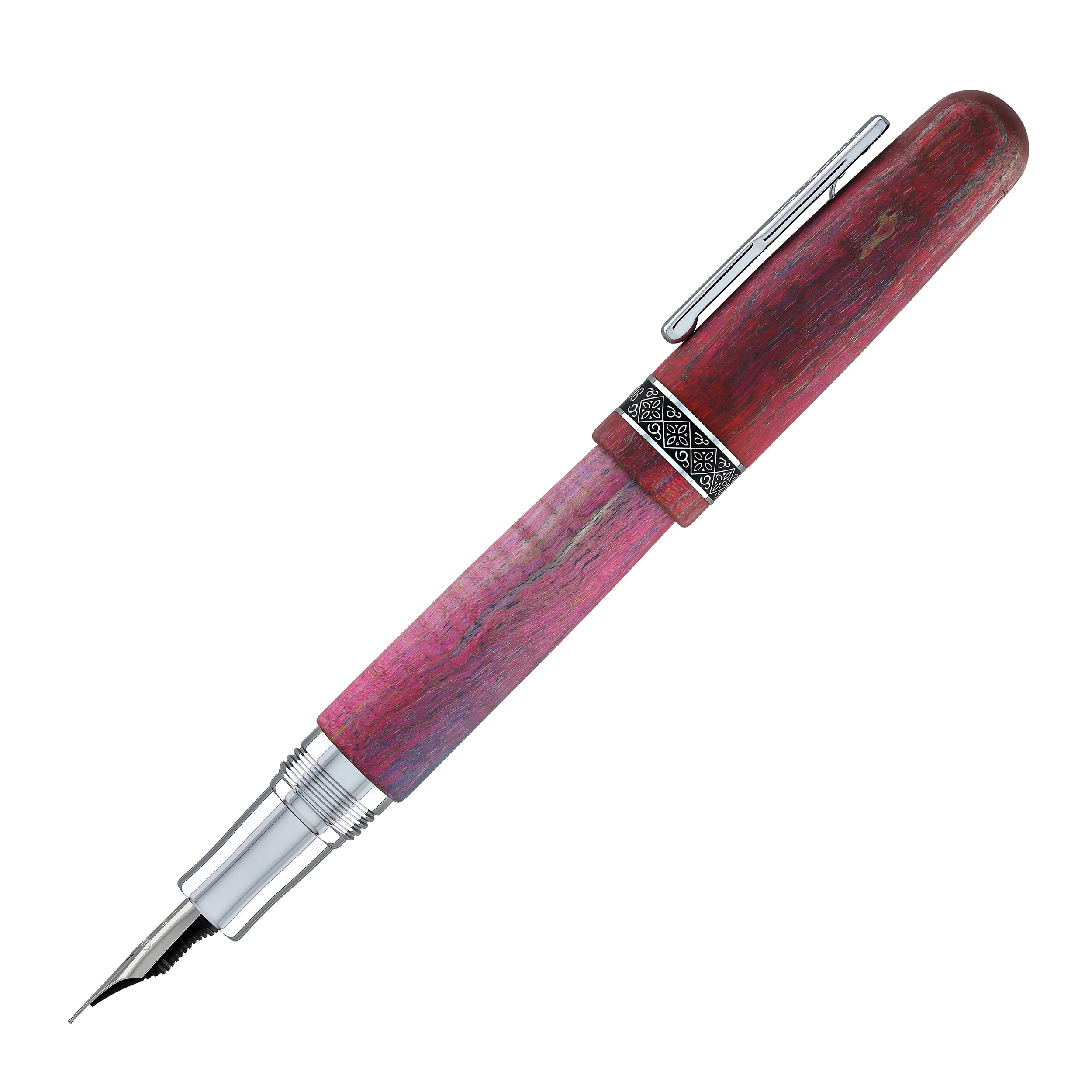 Conklin 1898 Stabilized Wood Fountain Pen in Matte Purple with Chrome Trim - Limited Edition - Image 5