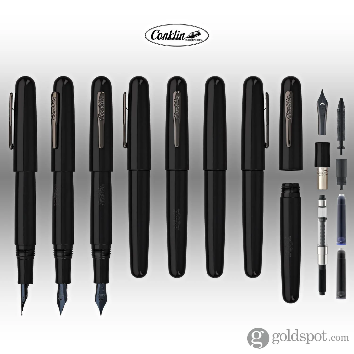 Conklin All American Fountain Pen in Raven Black - Image 8