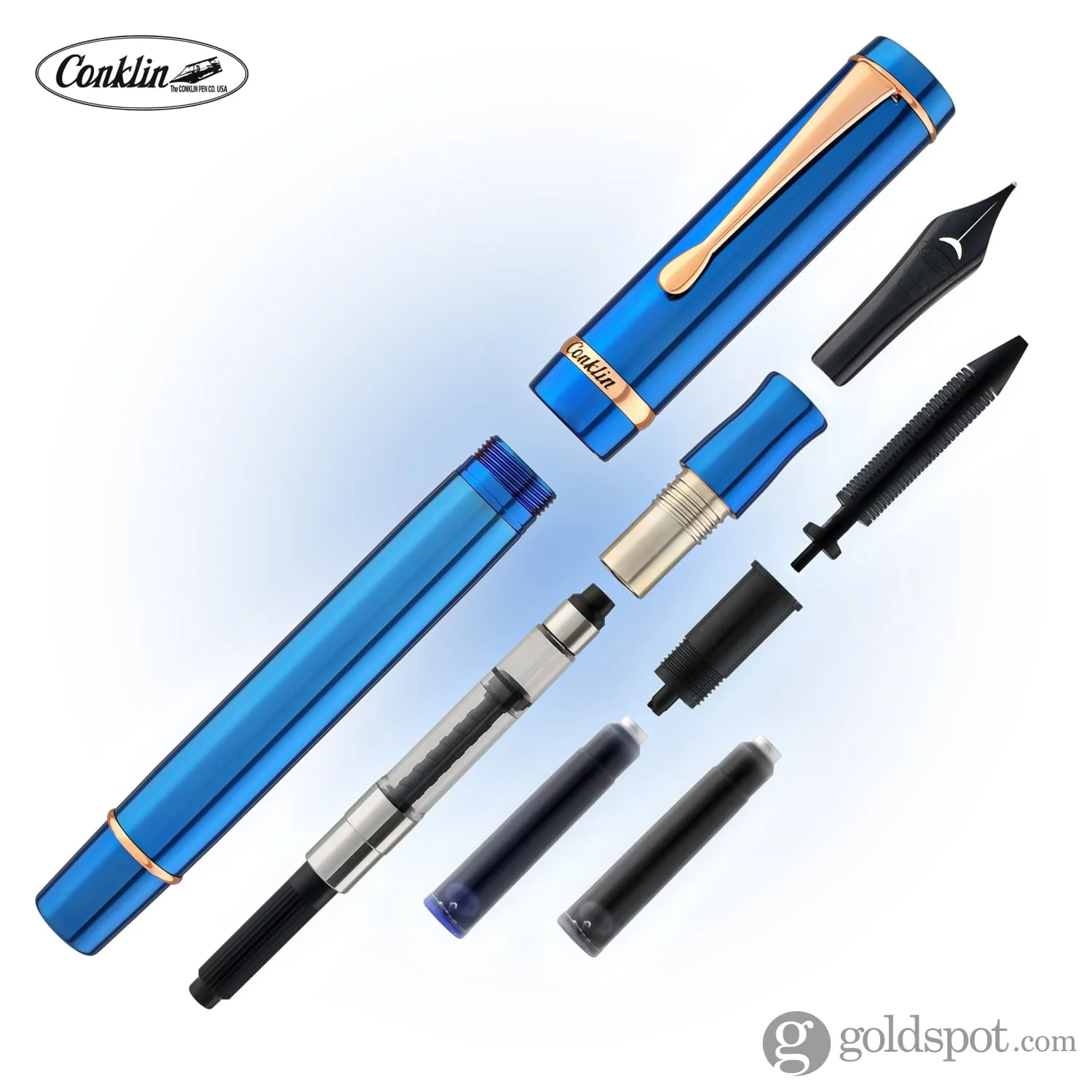 Conklin Duragraph Metal Fountain Pen in Blue - Image 7