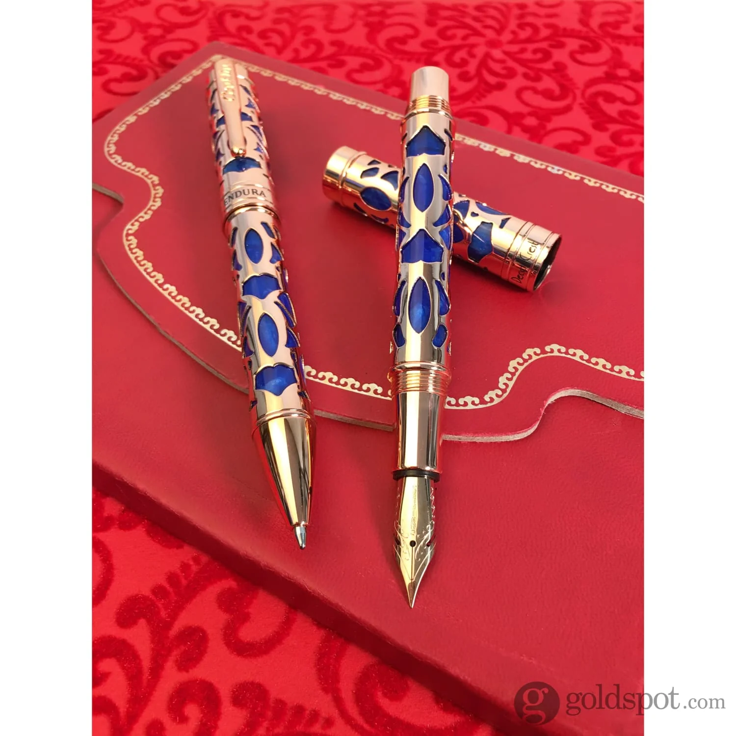 Conklin Endura Deco Crest Ballpoint Pen in Blue with Rosegold Trim - Image 10