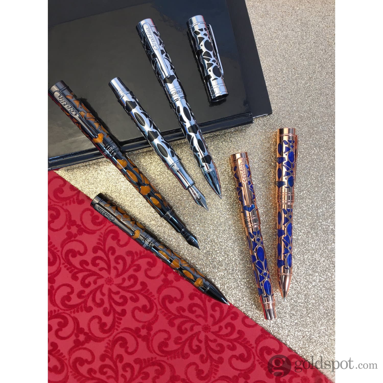 Conklin Endura Deco Crest Ballpoint Pen in Blue with Rosegold Trim - Image 12