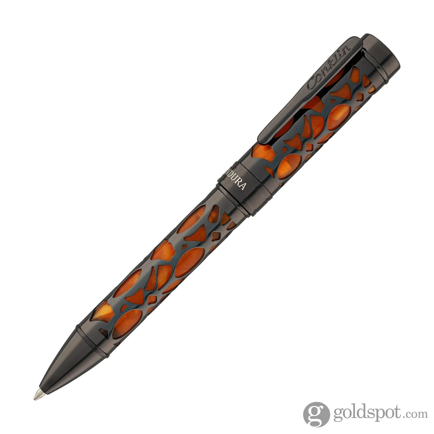 Conklin Endura Deco Crest Ballpoint Pen in Orange with Gunmetal Trim - Image 2