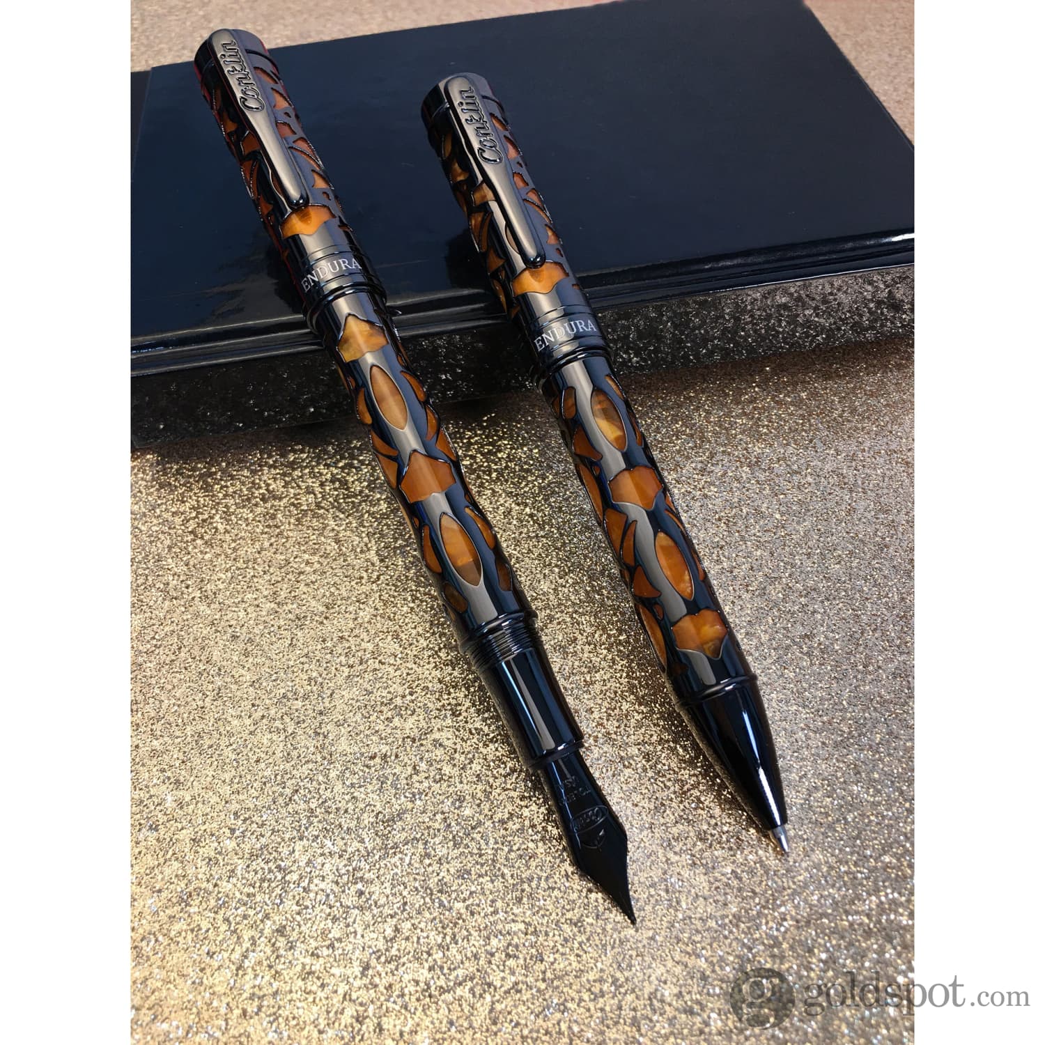 Conklin Endura Deco Crest Fountain Pen in Orange with Gunmetal Trim - Image 11