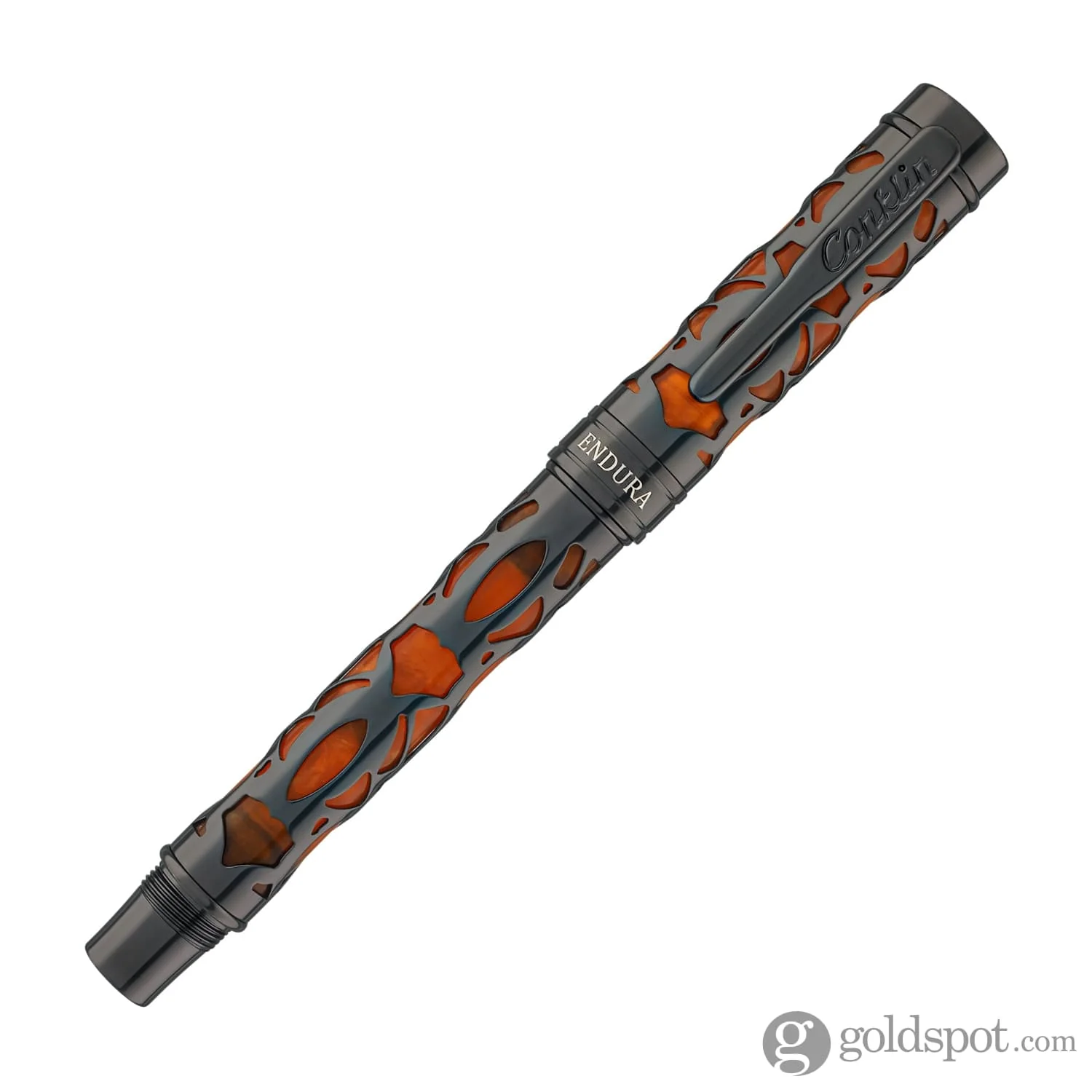 Conklin Endura Deco Crest Fountain Pen in Orange with Gunmetal Trim - Image 4