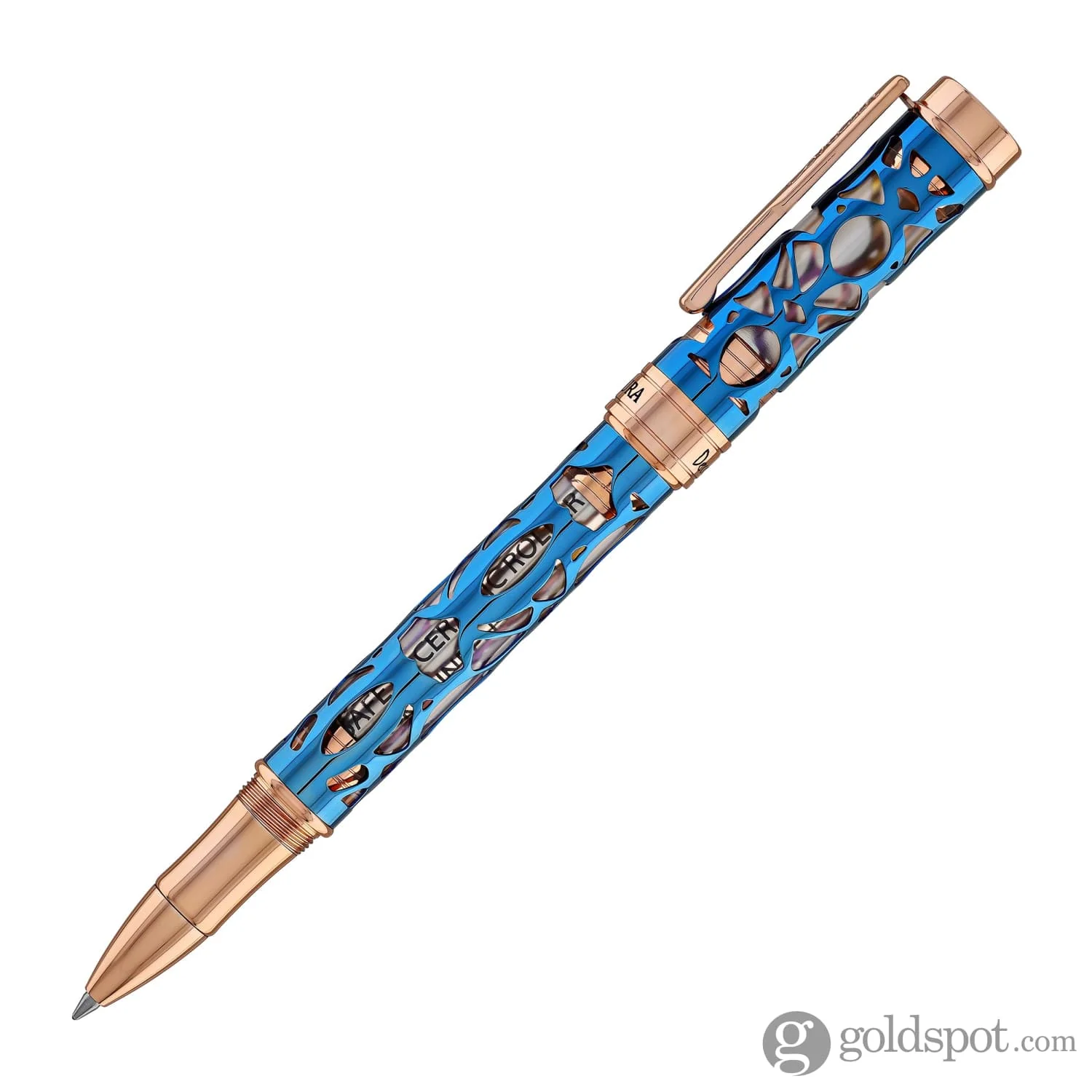 Conklin Endura Deco Crest Rollerball Pen in Demo Blue with Rosegold Trim - Image 3