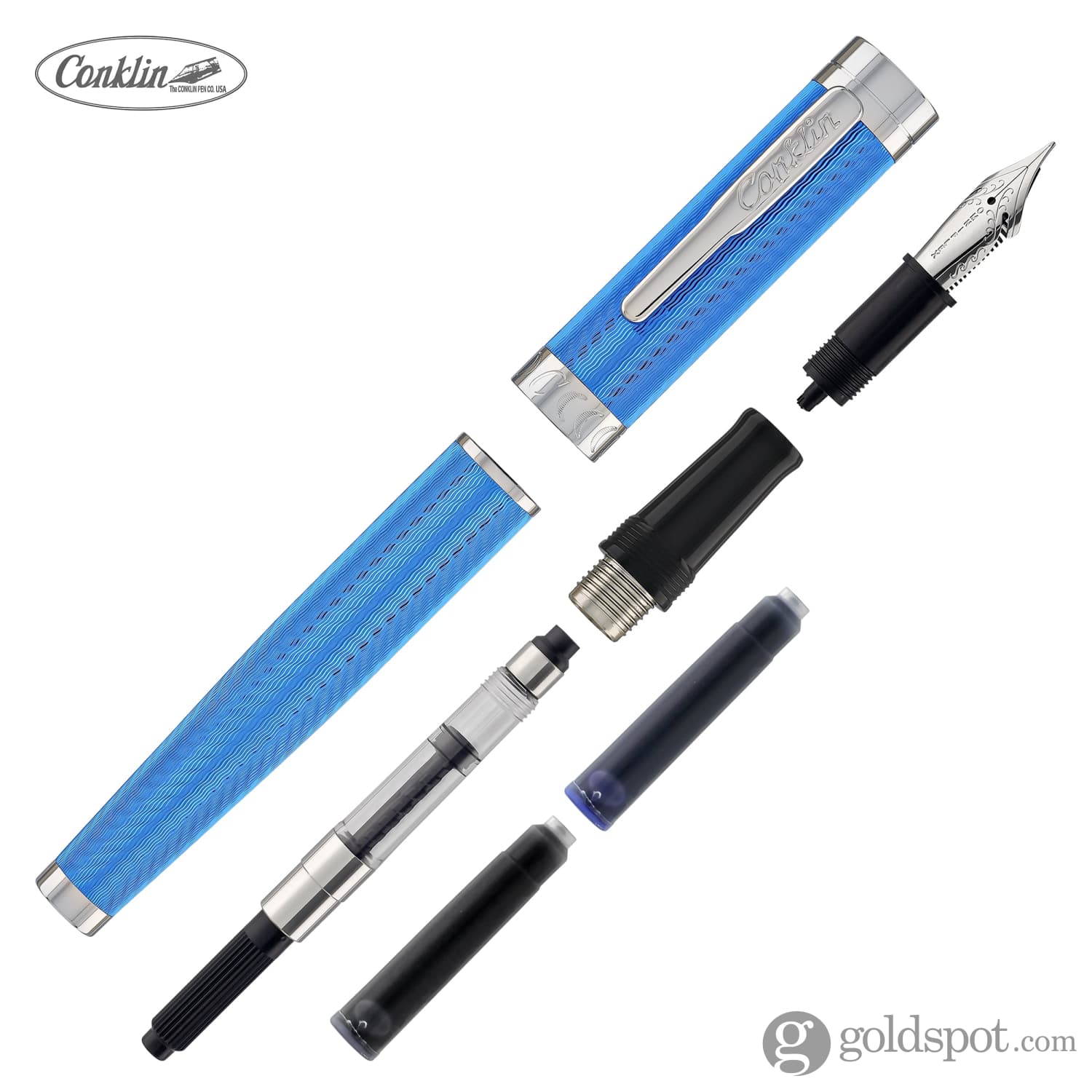 Conklin Herringbone Signature Fountain Pen in Blue - Image 7