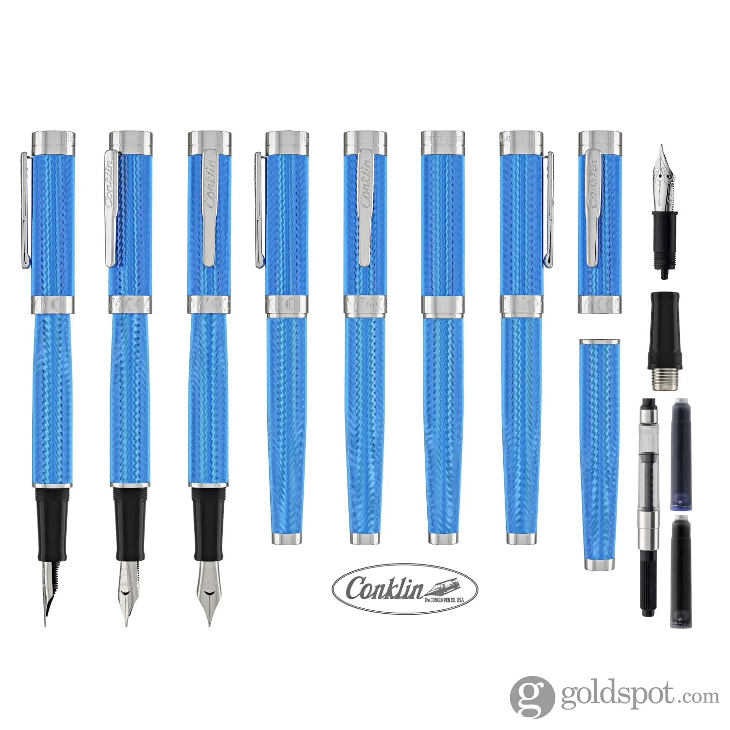 Conklin Herringbone Signature Fountain Pen in Blue - Image 8