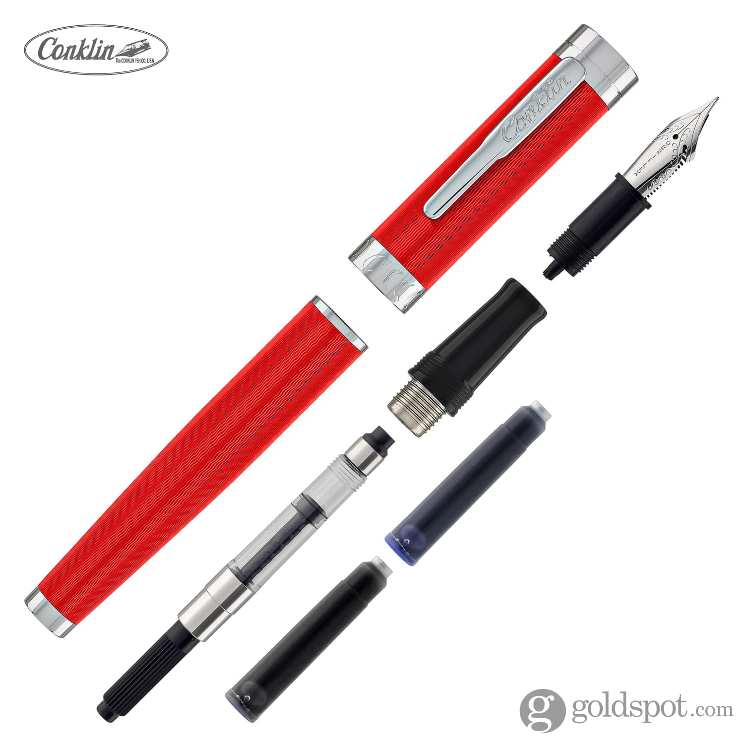 Conklin Herringbone Signature Fountain Pen in Red - Image 7