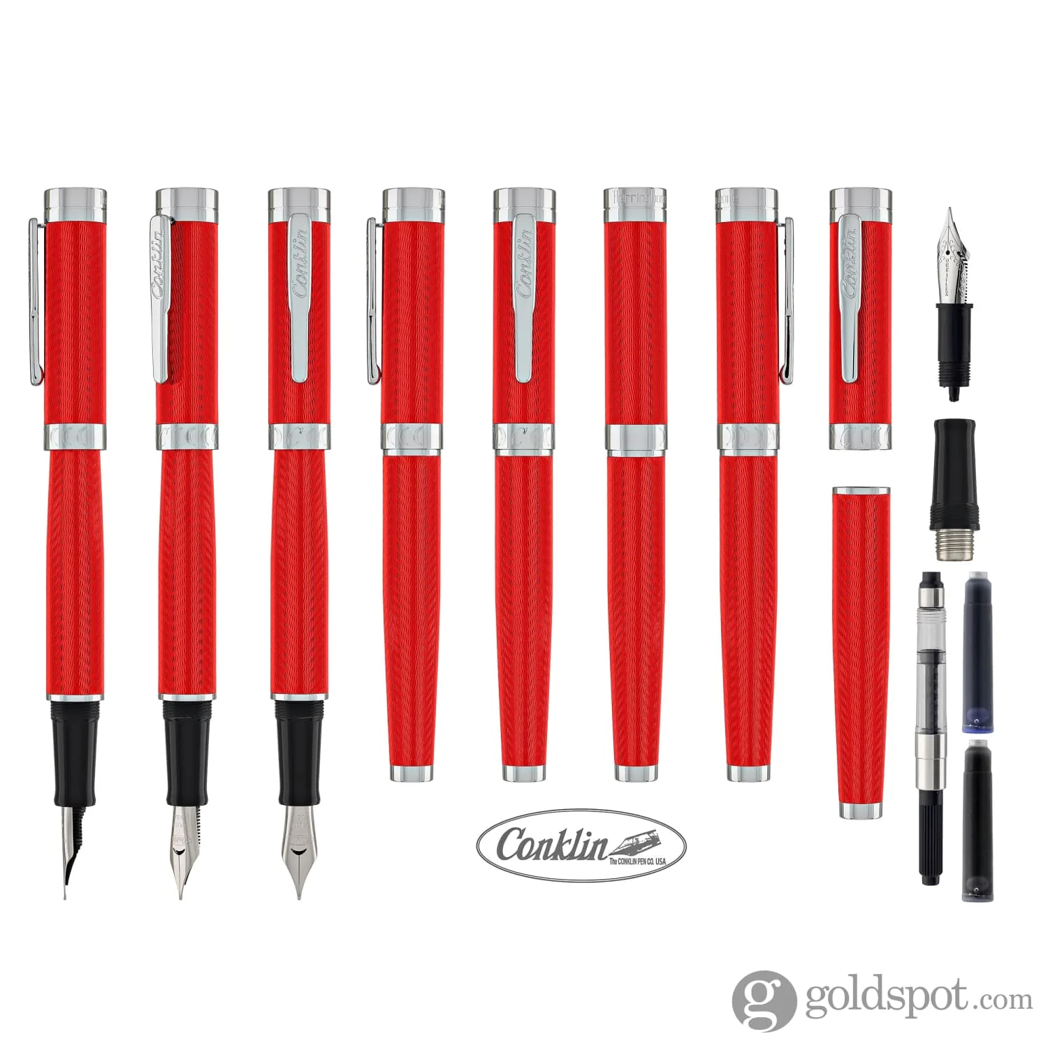 Conklin Herringbone Signature Fountain Pen in Red - Image 8
