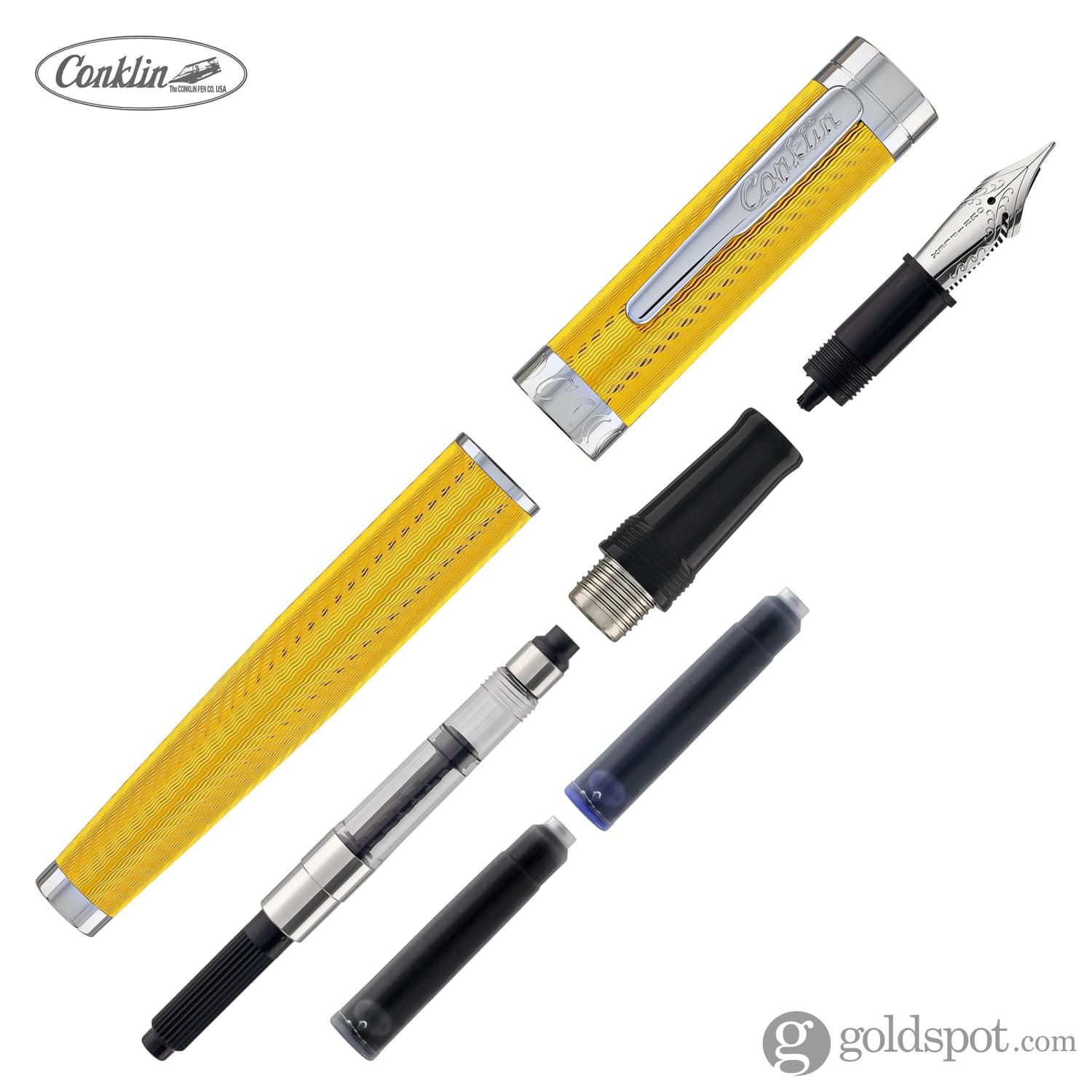 Conklin Herringbone Signature Fountain Pen in Yellow - Image 7