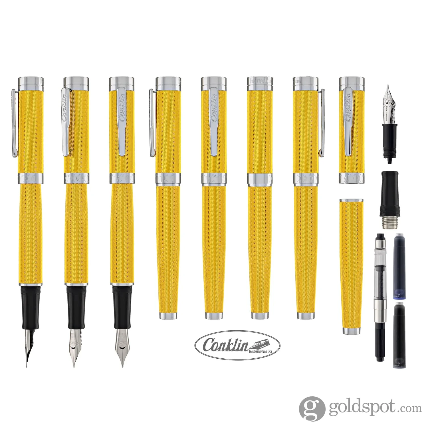 Conklin Herringbone Signature Fountain Pen in Yellow - Image 8