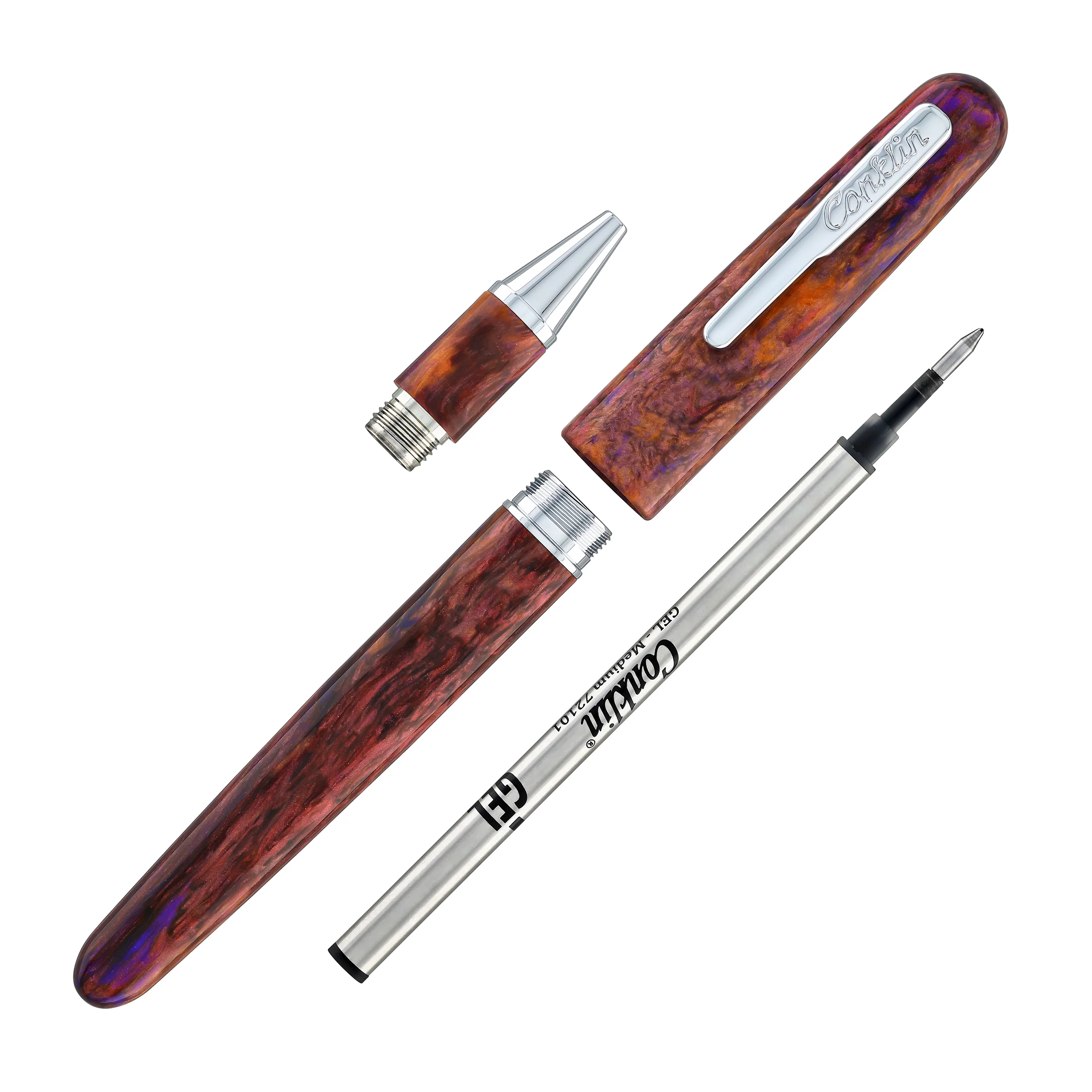 Conklin Streamline Rollerball Pen in Glossy Sunset Medley with Chrome Trim - Limited Edition - Image 8