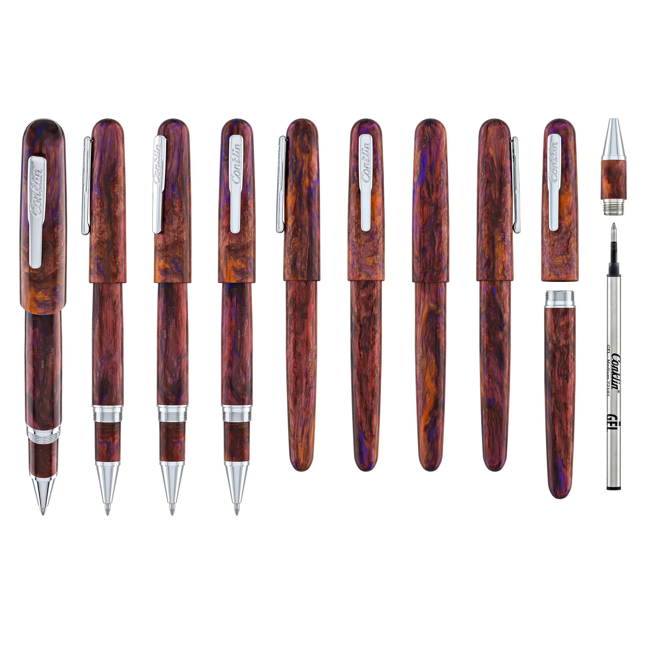 Conklin Streamline Rollerball Pen in Glossy Sunset Medley with Chrome Trim - Limited Edition - Image 9