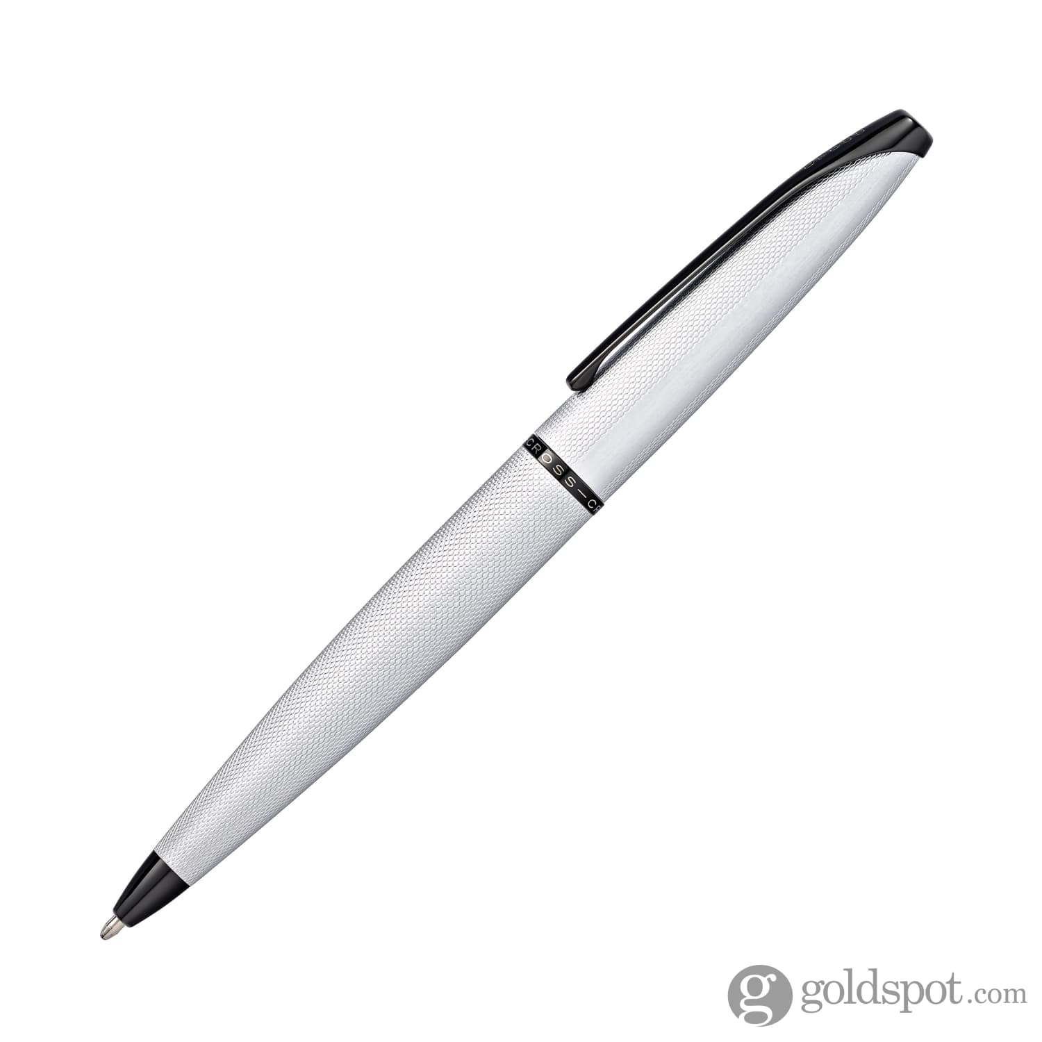 Cross ATX Ballpoint Pen in Brushed Chrome with Etched Diamond Pattern - Image 2