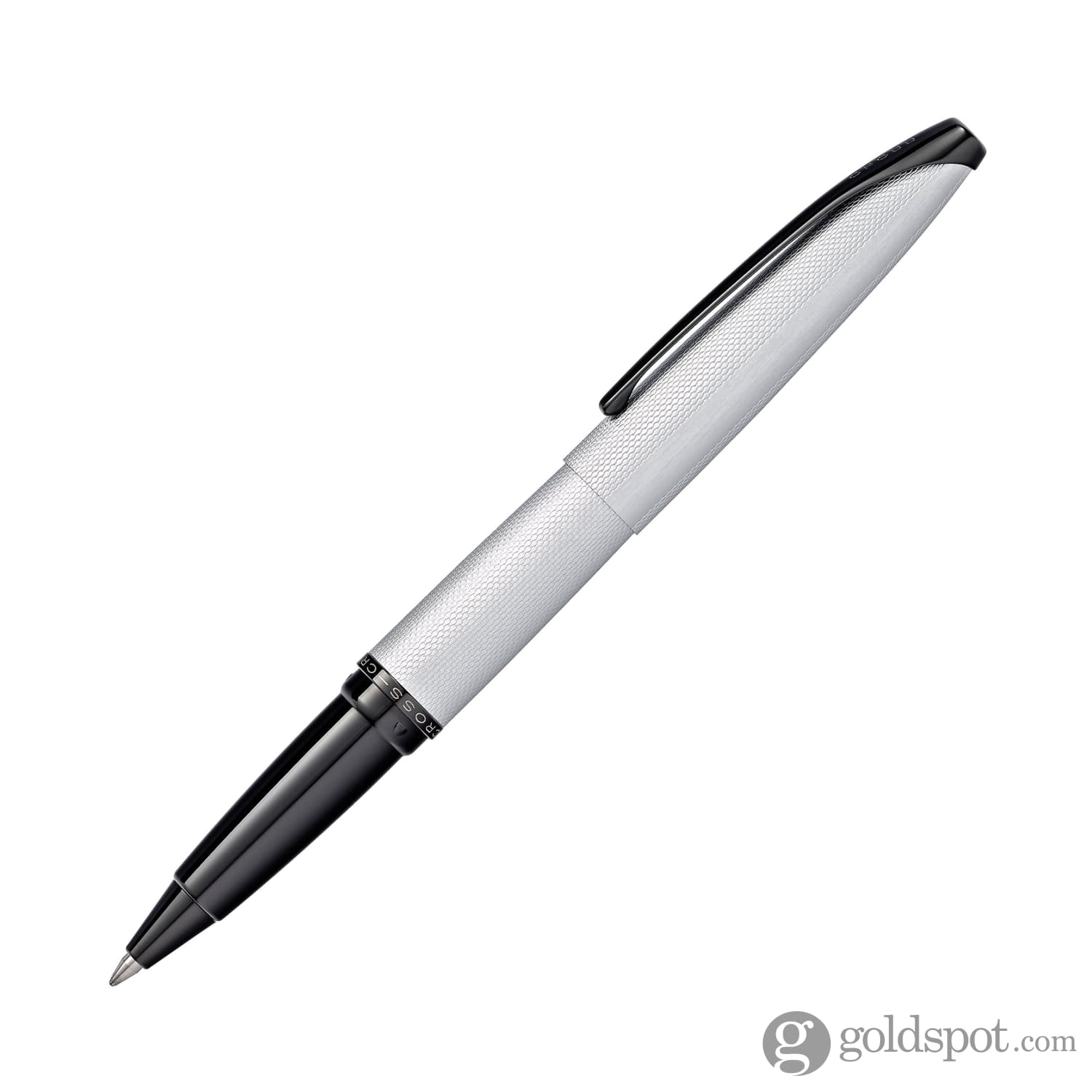 Cross ATX Rollerball Pen in Brushed Chrome with Etched Diamond Pattern - Image 2