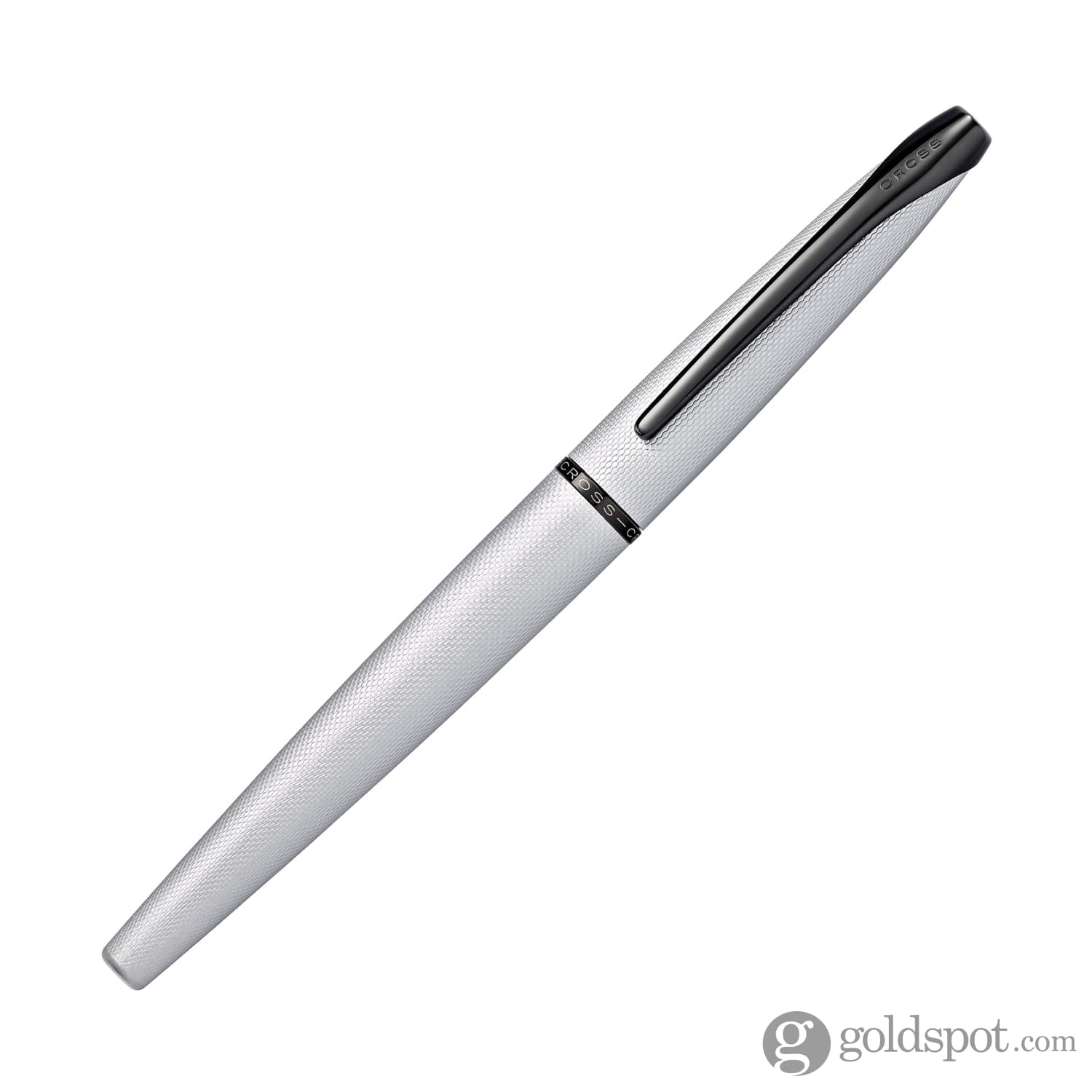 Cross ATX Rollerball Pen in Brushed Chrome with Etched Diamond Pattern - Image 3