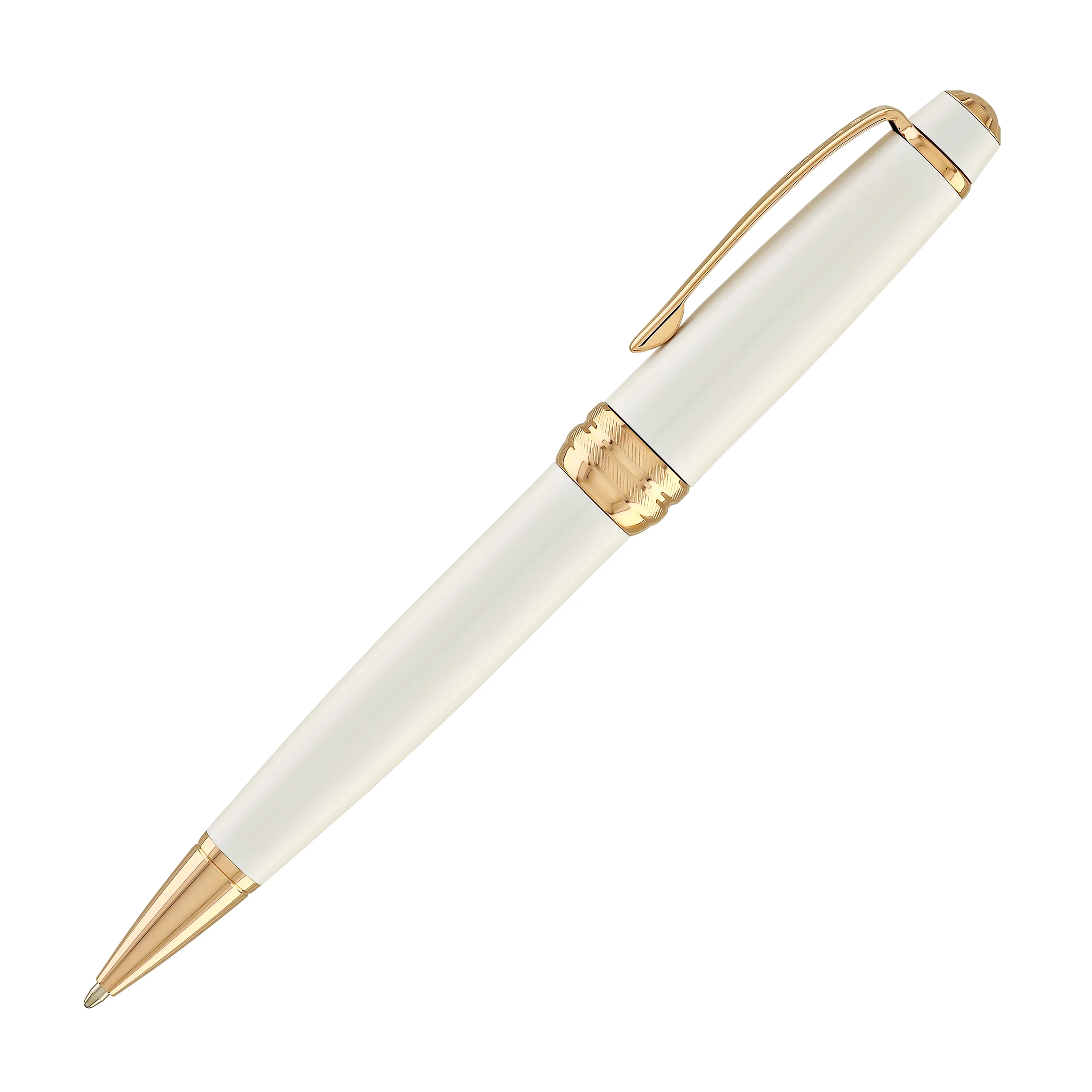 Cross Bailey Ballpoint Pen Pearlescent White Lacquer with Rose Gold Trim - Image 3