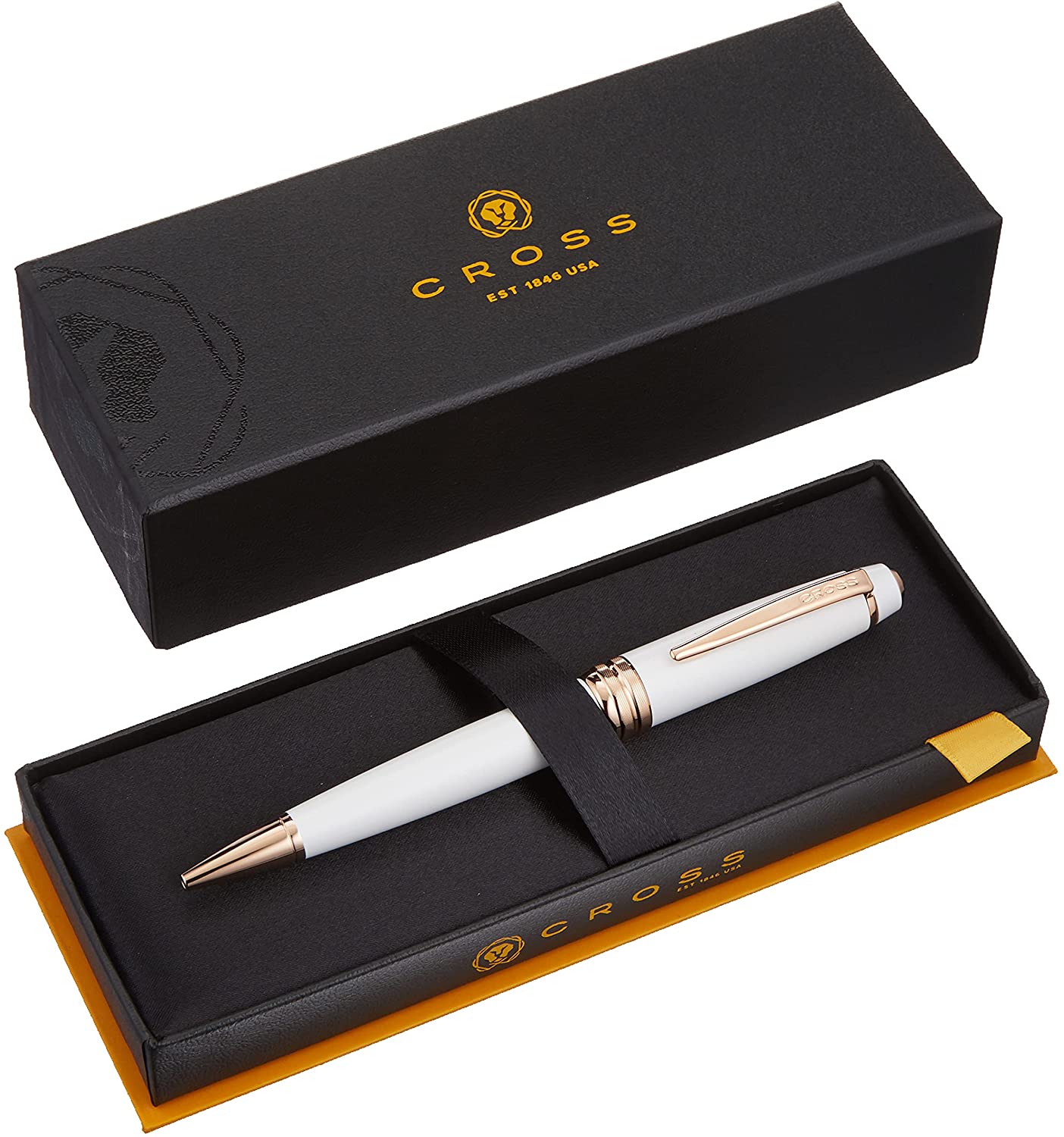 Cross Bailey Ballpoint Pen Pearlescent White Lacquer with Rose Gold Trim - Image 7