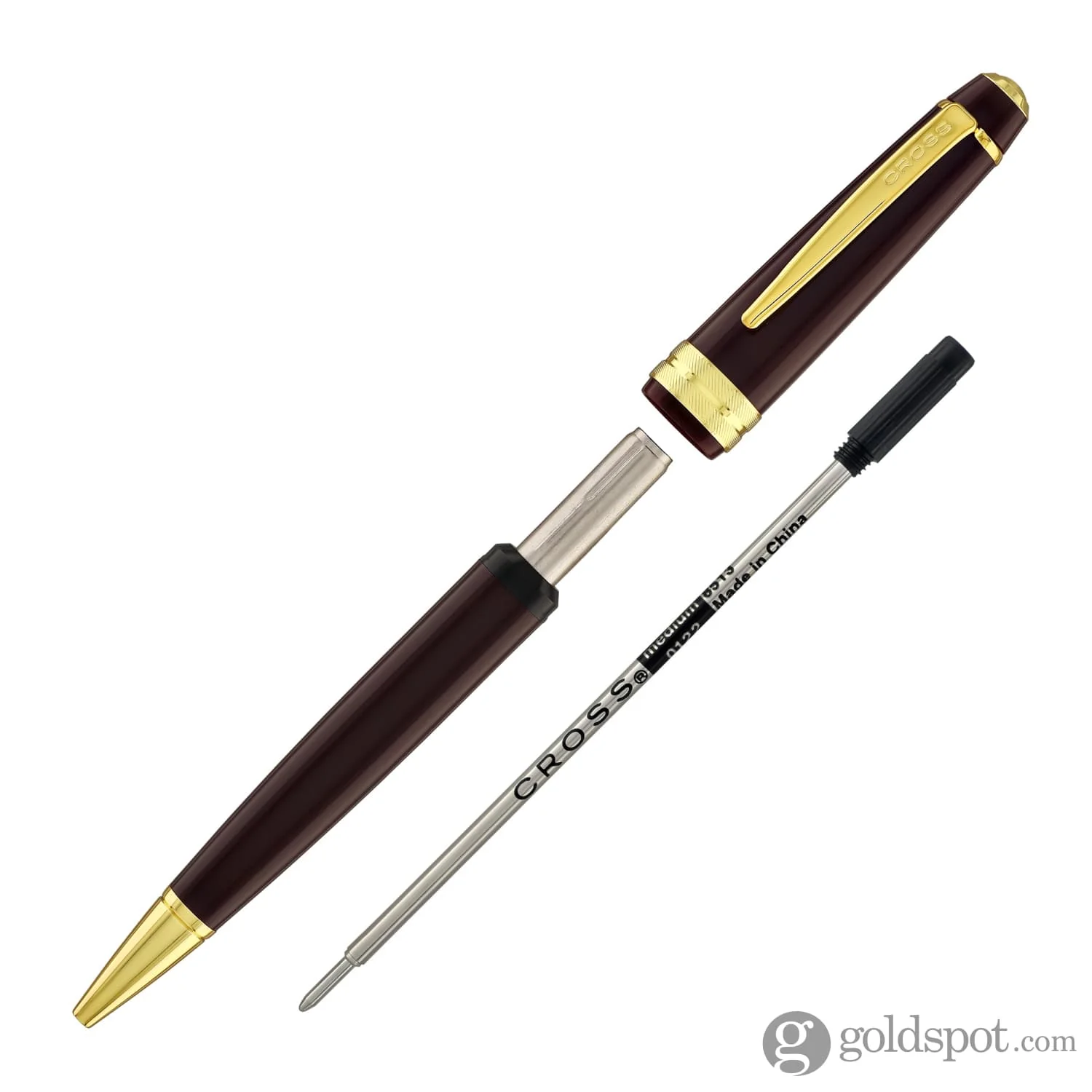 Cross Bailey Light Ballpoint Pen in Glossy Burgundy Resin with Gold Trim - Image 5