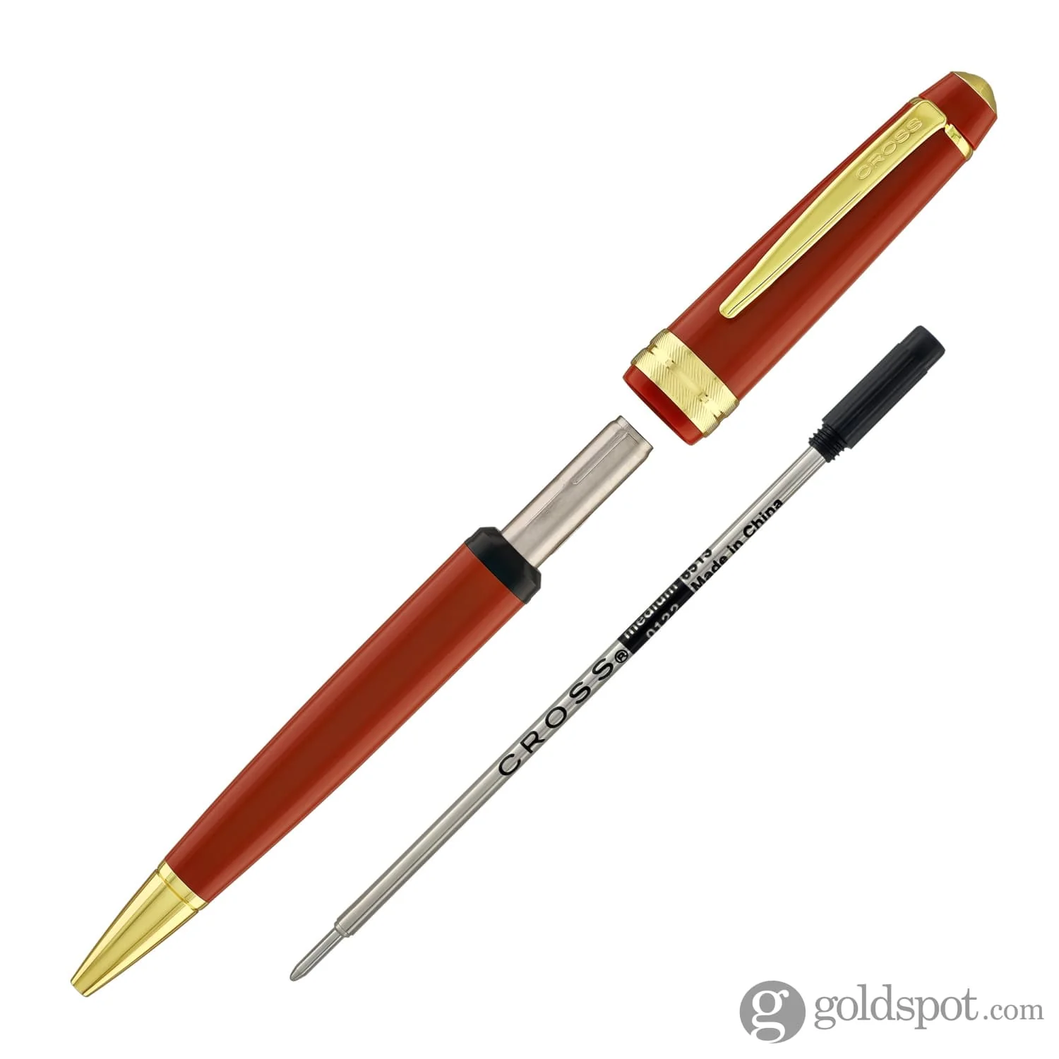 Cross Bailey Light Ballpoint Pen in Glossy Burnt Orange Resin with Gold Trim - Image 5