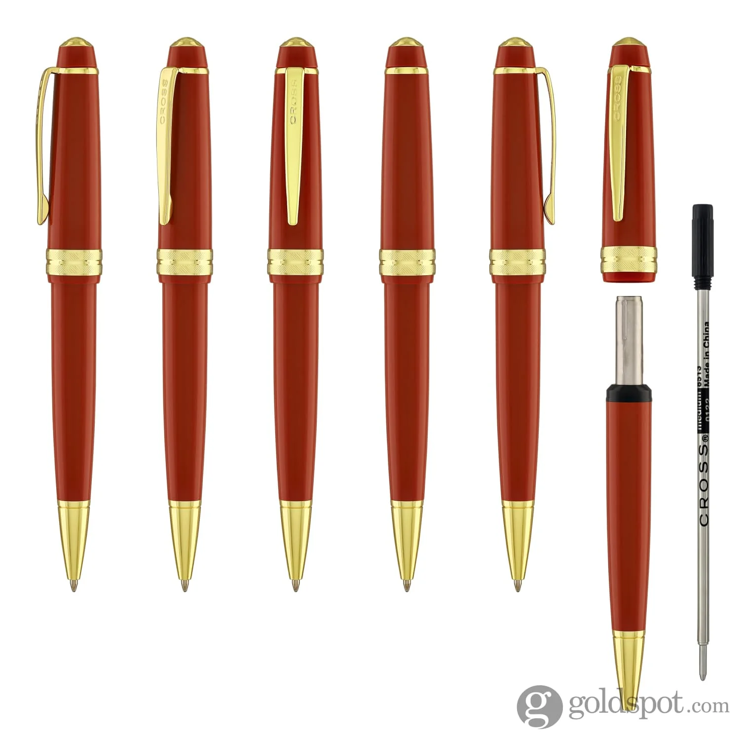 Cross Bailey Light Ballpoint Pen in Glossy Burnt Orange Resin with Gold Trim - Image 6