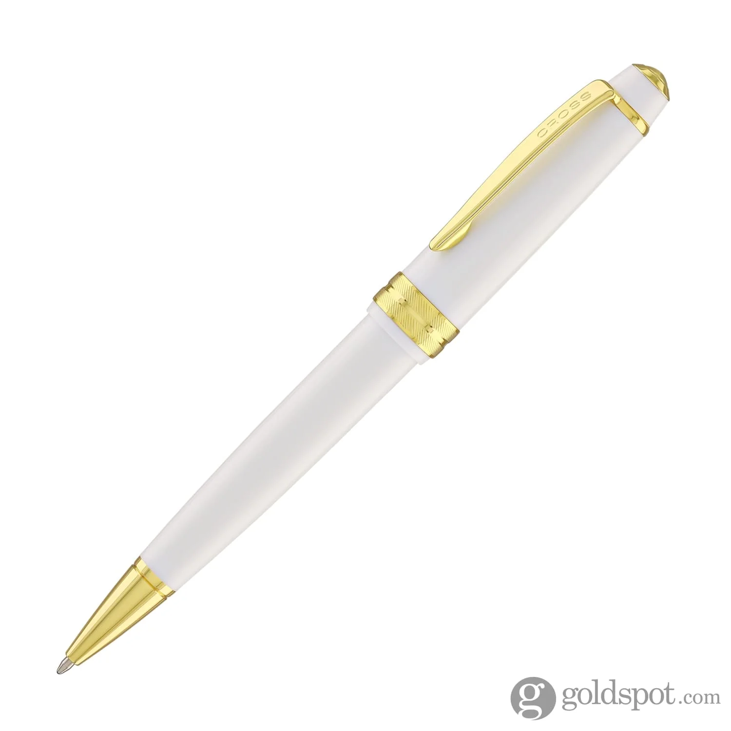 Cross Bailey Light Ballpoint Pen in Glossy White Resin with Gold Trim - Image 2