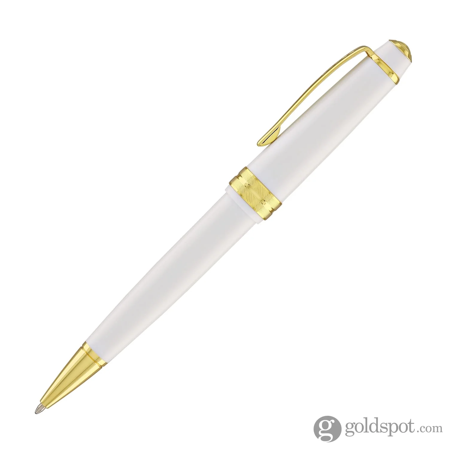 Cross Bailey Light Ballpoint Pen in Glossy White Resin with Gold Trim - Image 3