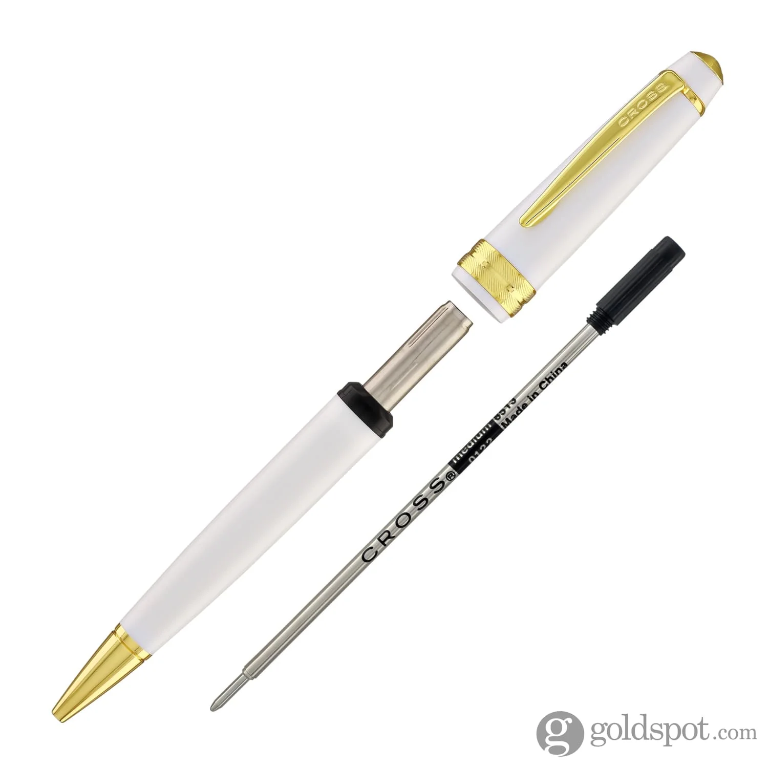 Cross Bailey Light Ballpoint Pen in Glossy White Resin with Gold Trim - Image 5