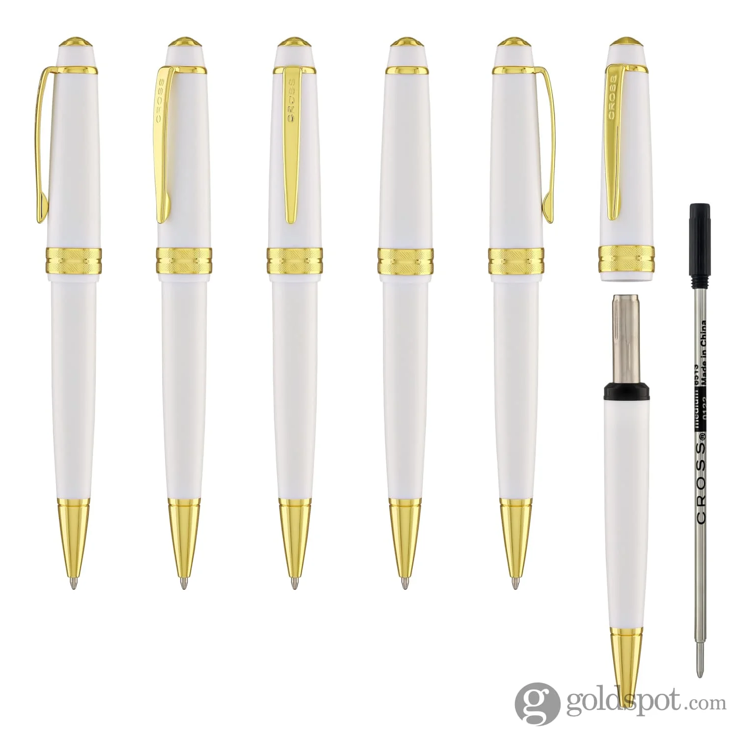 Cross Bailey Light Ballpoint Pen in Glossy White Resin with Gold Trim - Image 6