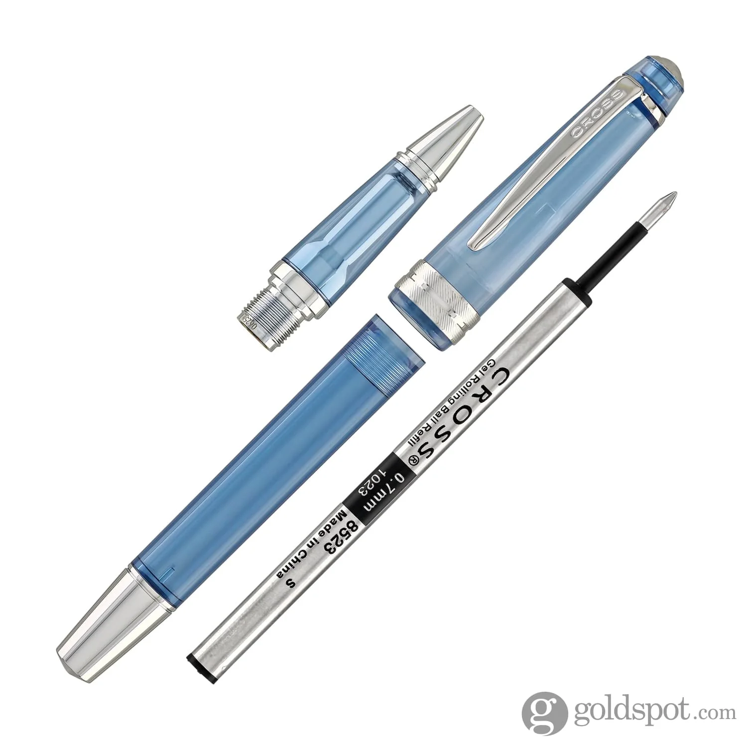 Cross Bailey Light Ballpoint Pen in Translucent Navy Blue Resin with Chrome Trim - Image 7