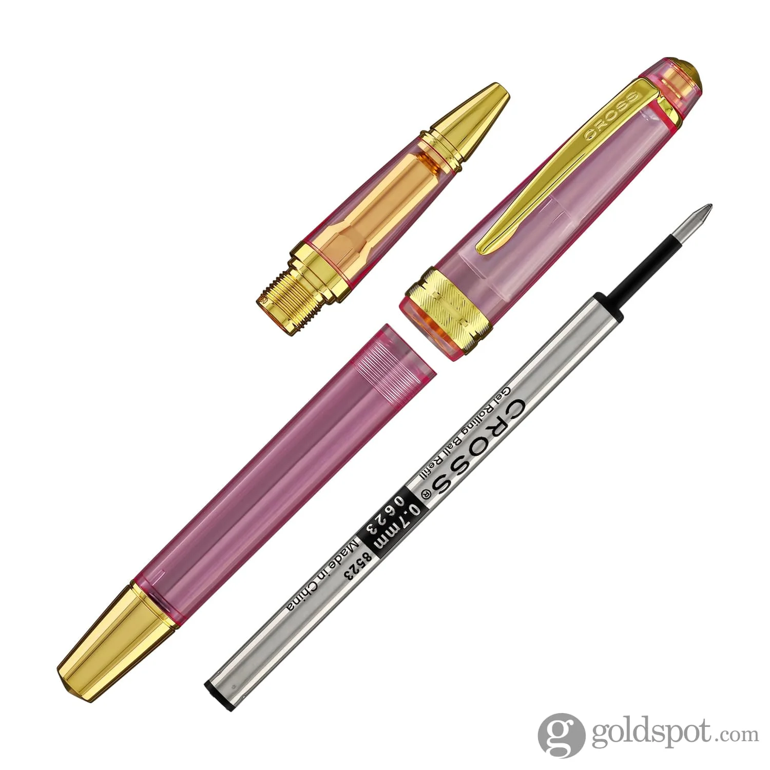 Cross Bailey Light Ballpoint Pen in Translucent Pink Resin with Gold Trim - Image 7