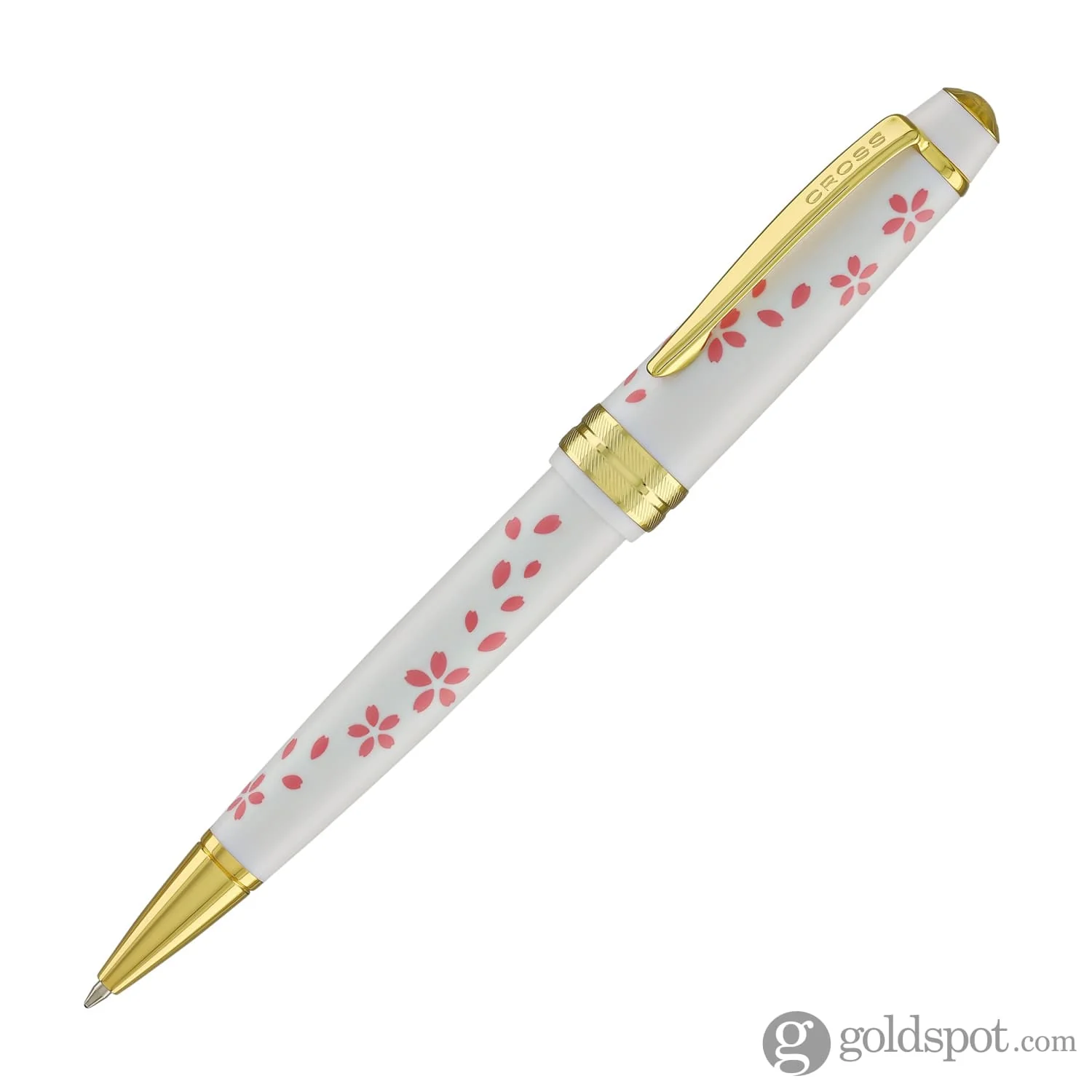 Cross Bailey Light Cherry Blossom Ballpoint Pen in Glossy White Resin with Gold PVD - Image 2