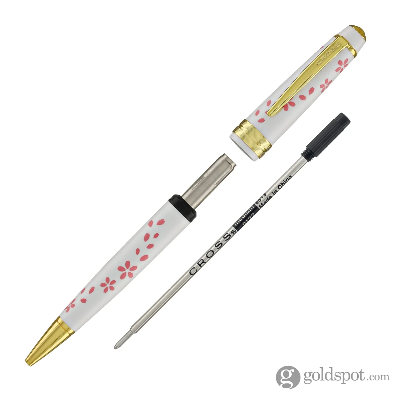 Cross Bailey Light Cherry Blossom Ballpoint Pen in Glossy White Resin with Gold PVD - Image 5