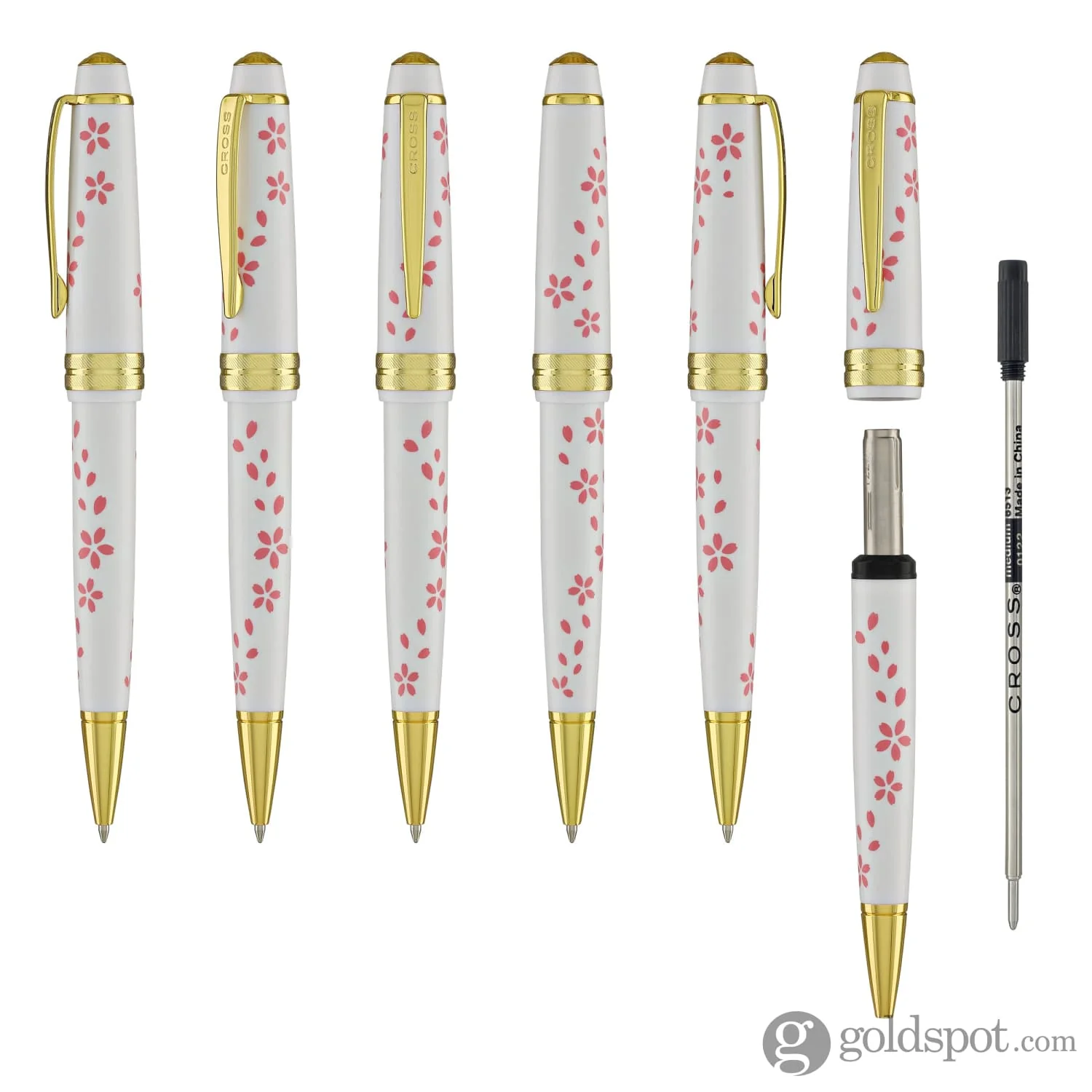 Cross Bailey Light Cherry Blossom Ballpoint Pen in Glossy White Resin with Gold PVD - Image 6