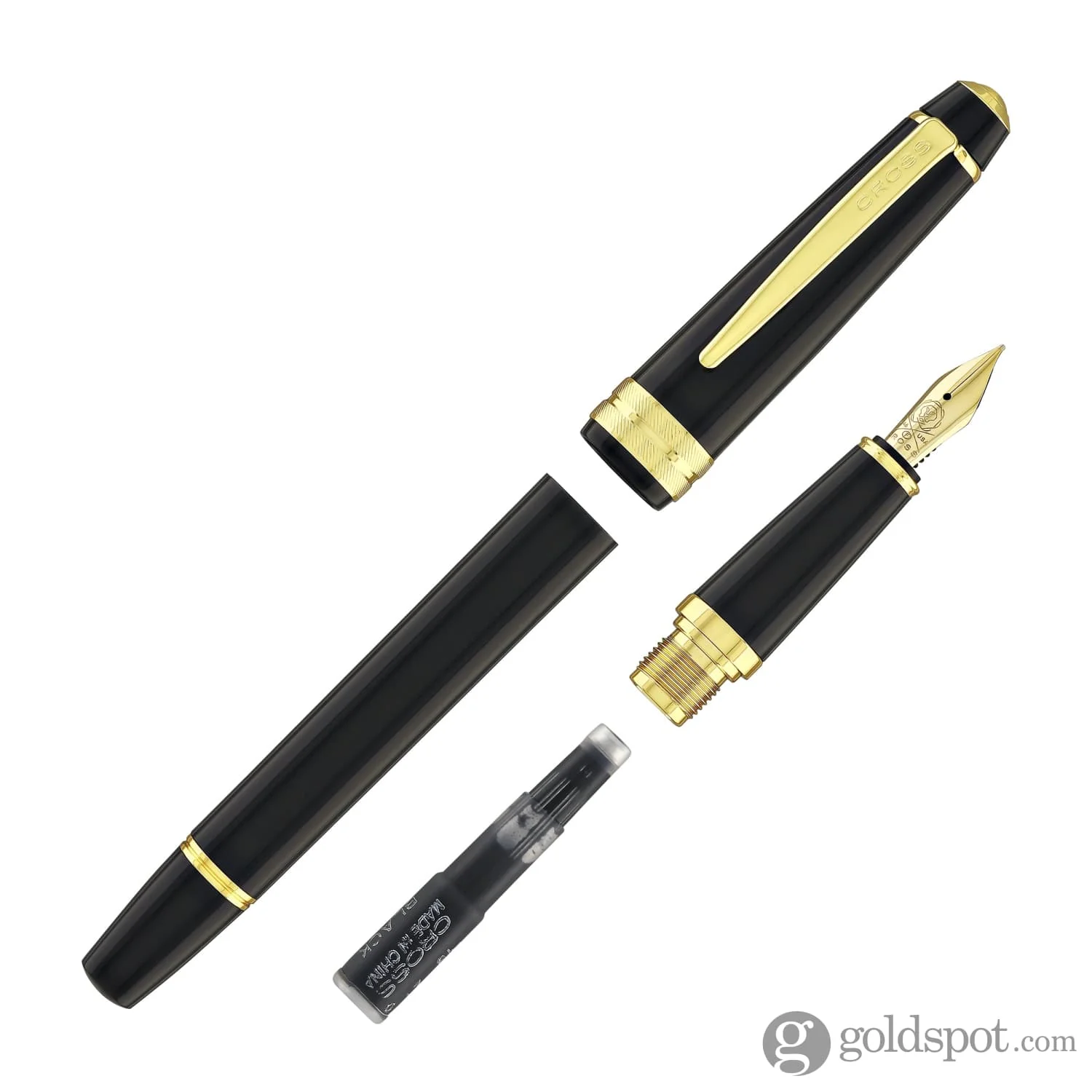 Cross Bailey Light Fountain Pen in Glossy Black Resin with Gold Trim - Image 7