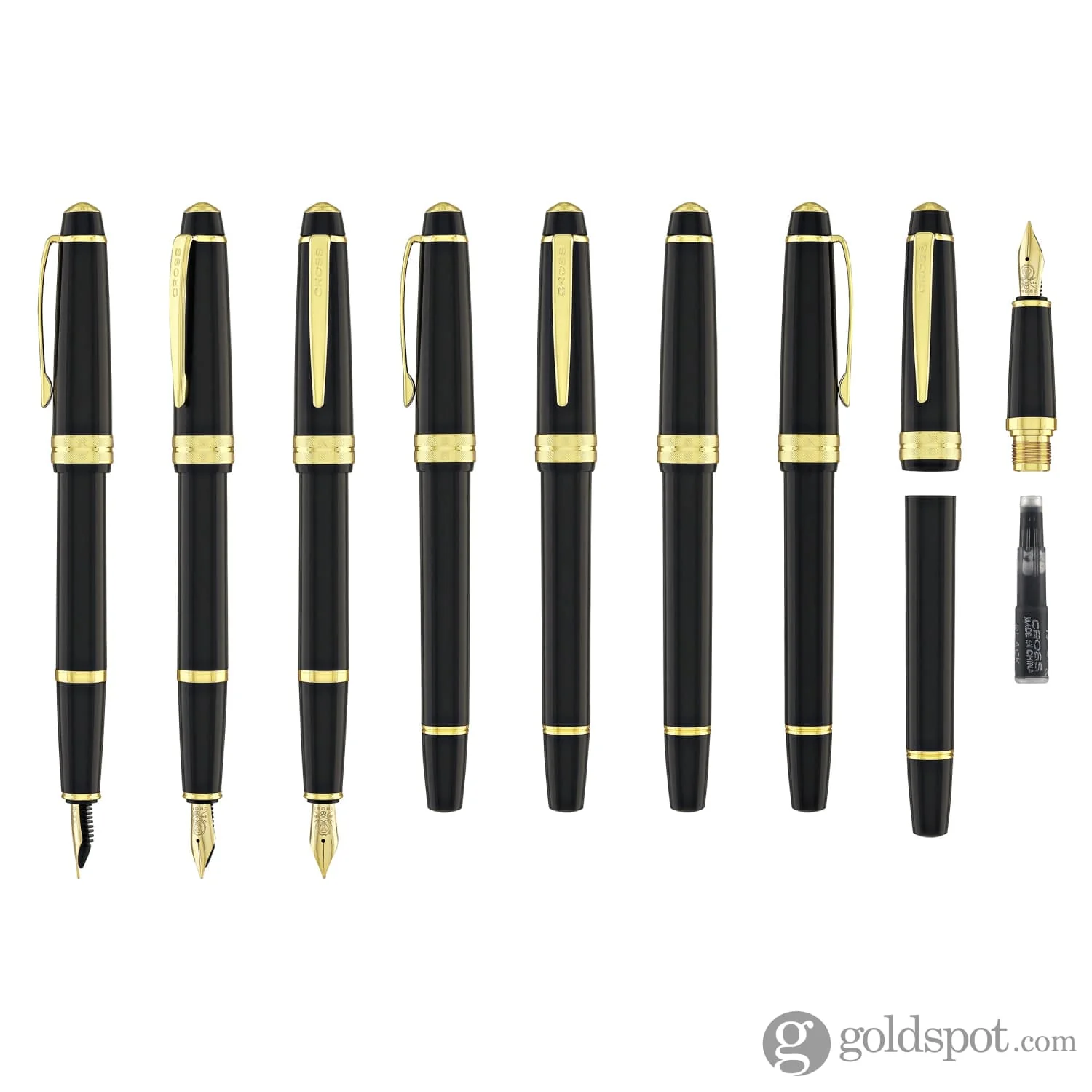 Cross Bailey Light Fountain Pen in Glossy Black Resin with Gold Trim - Image 8