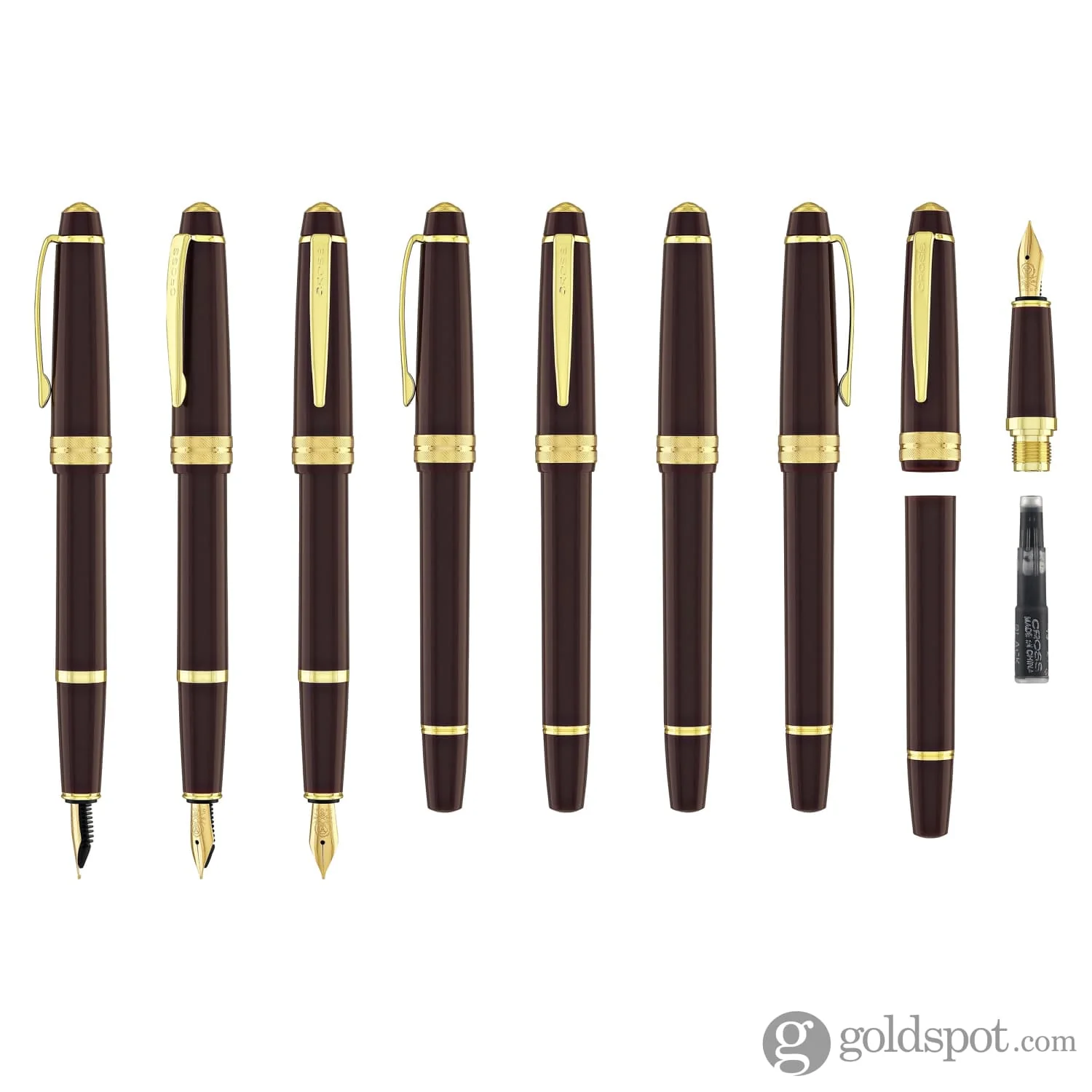 Cross Bailey Light Fountain Pen in Glossy Burgundy Resin with Gold Trim - Image 8