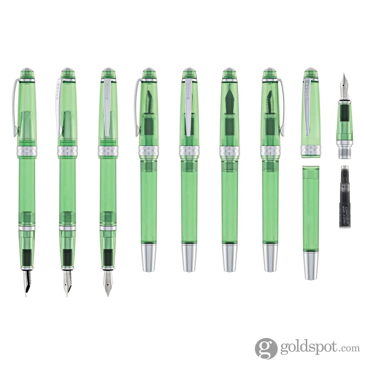 Cross Bailey Light Fountain Pen in Translucent Green Resin with Chrome Trim - Extra Fine Point - Image 8