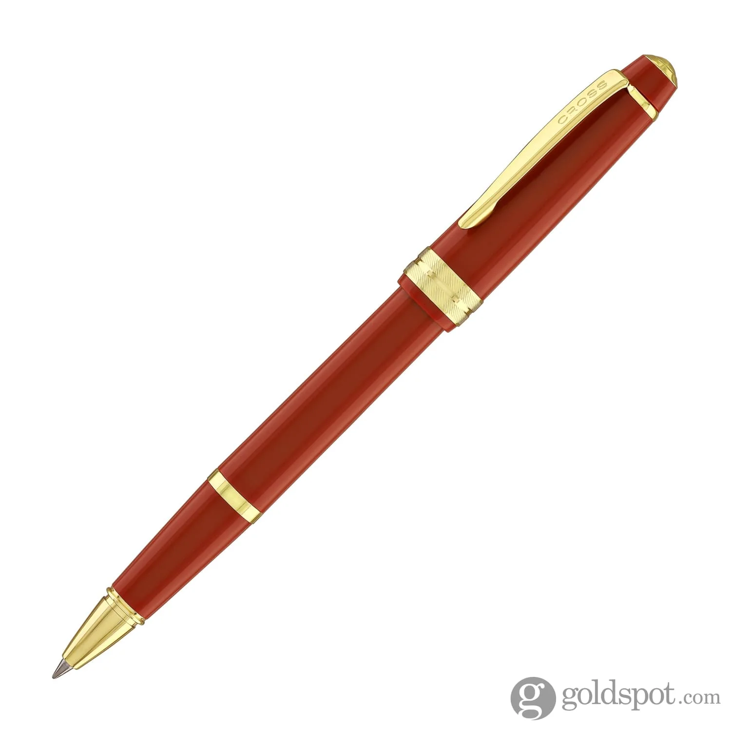 Cross Bailey Light Rollerball Pen in Glossy Burnt Orange Resin with Gold Trim - Image 3