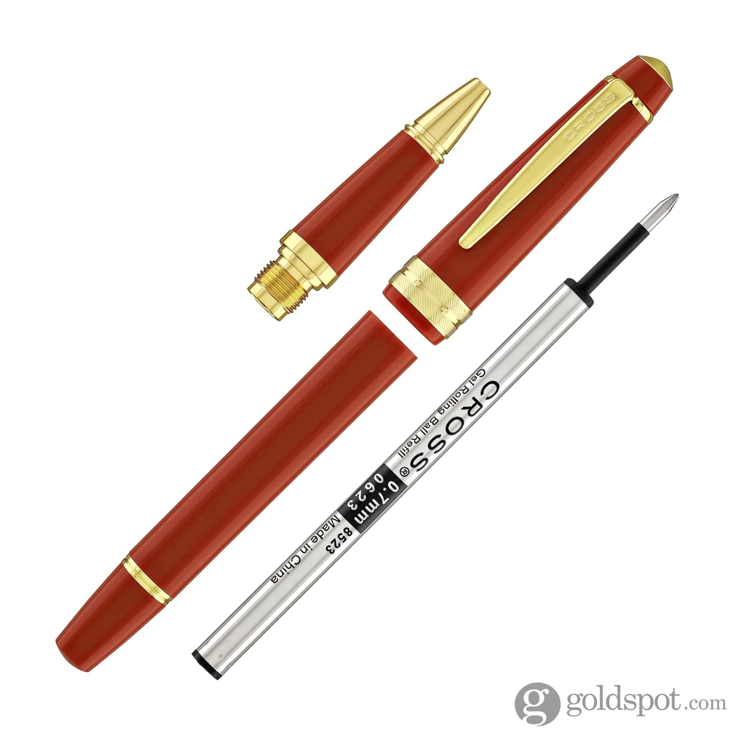 Cross Bailey Light Rollerball Pen in Glossy Burnt Orange Resin with Gold Trim - Image 7