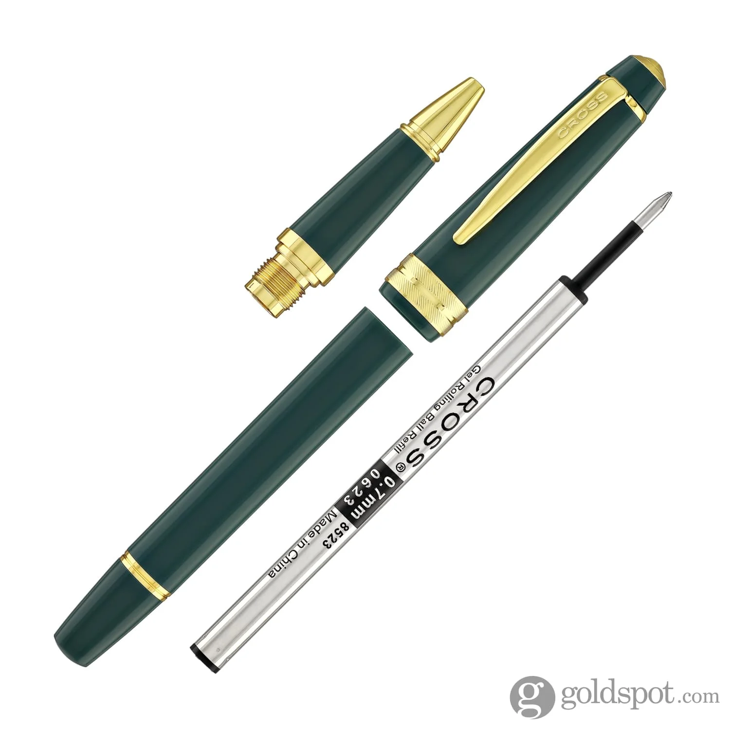 Cross Bailey Light Rollerball Pen in Glossy Green Resin with Gold Trim - Image 7