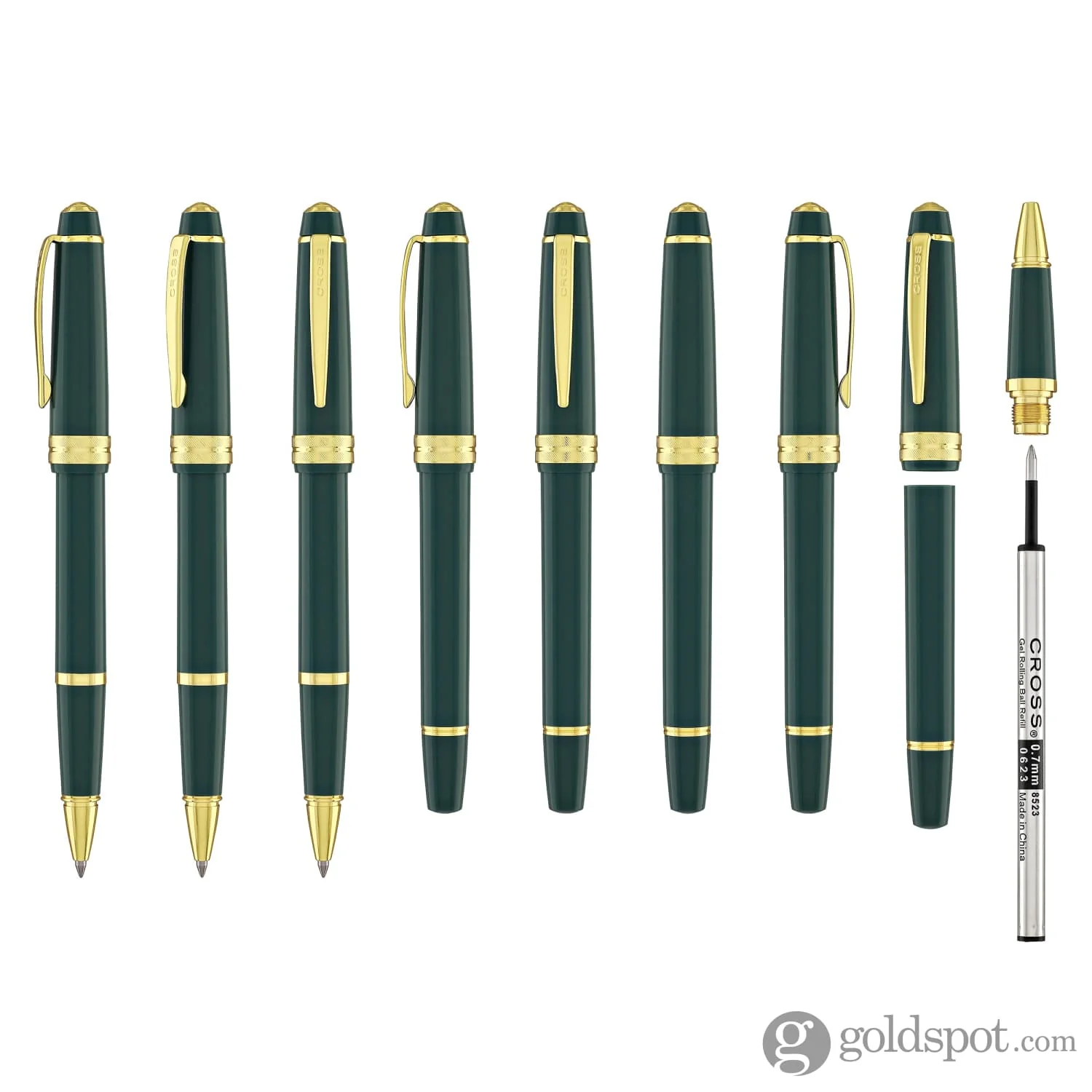 Cross Bailey Light Rollerball Pen in Glossy Green Resin with Gold Trim - Image 8