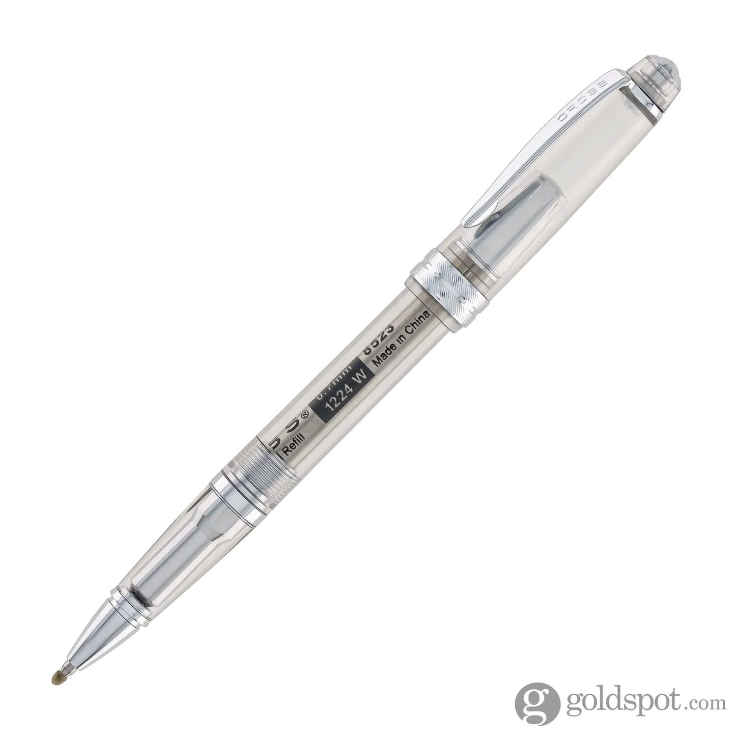 Cross Bailey Light Rollerball Pen in Translucent Clear Resin with Chrome Trim - Image 3