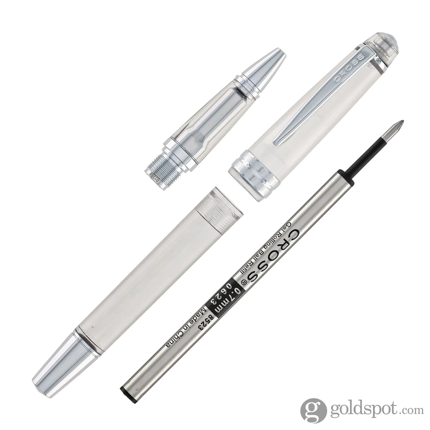 Cross Bailey Light Rollerball Pen in Translucent Clear Resin with Chrome Trim - Image 7