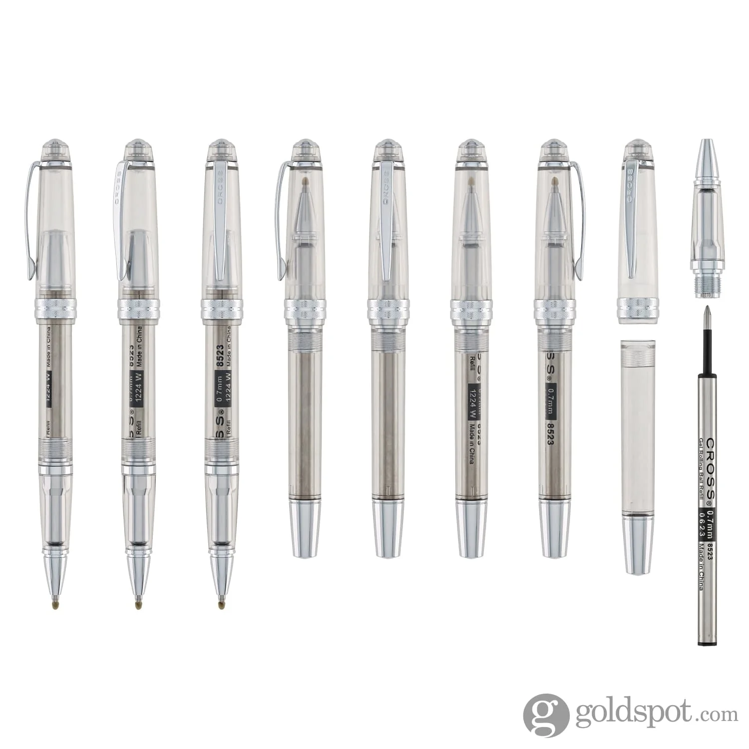 Cross Bailey Light Rollerball Pen in Translucent Clear Resin with Chrome Trim - Image 8