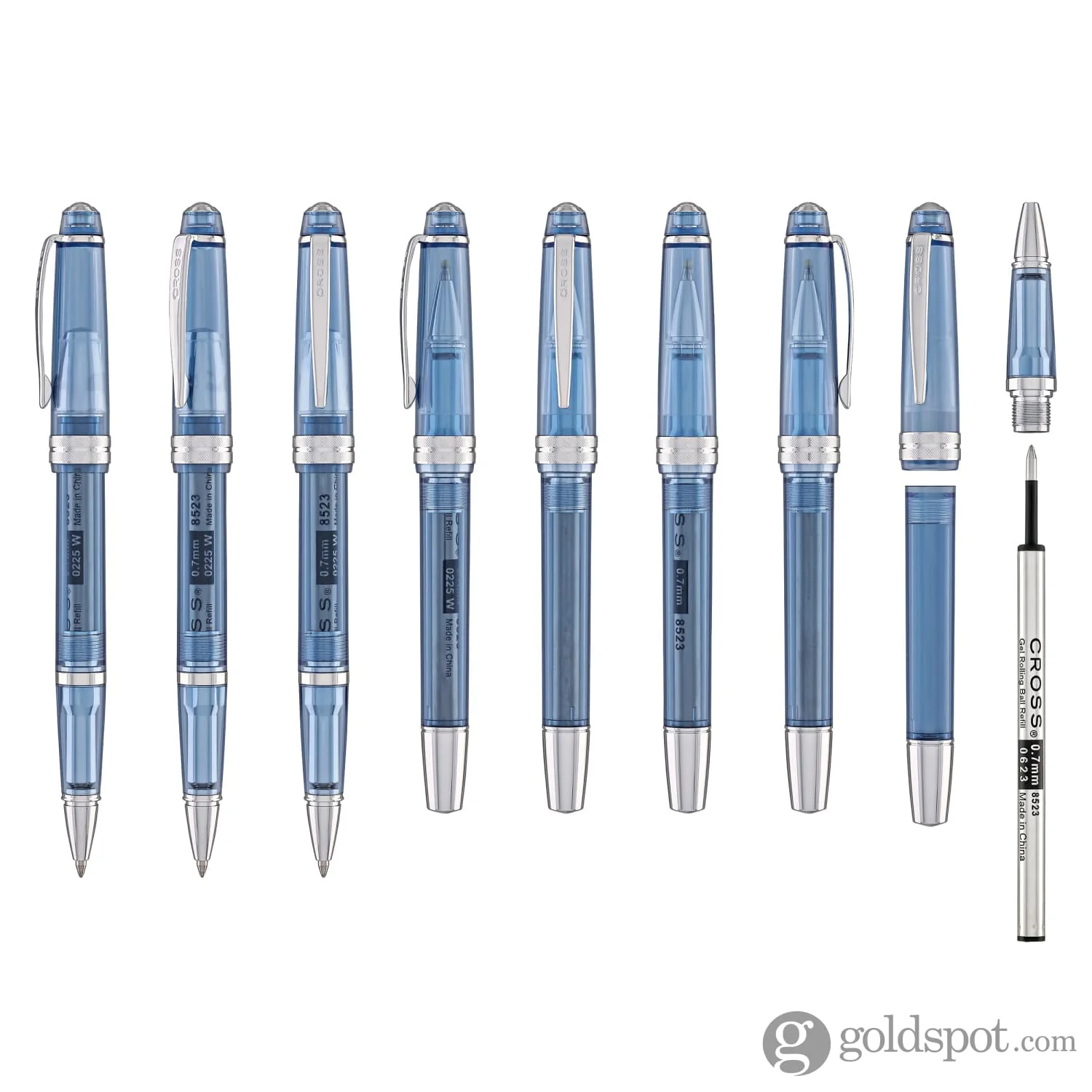 Cross Bailey Light Rollerball Pen in Translucent Navy Blue Resin with Chrome Trim - Image 8