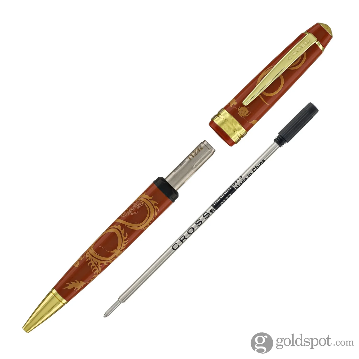 Cross Bailey Light Year of the Dragon Ballpoint Pen in Polished Amber Resin and Gold Tone - Image 5