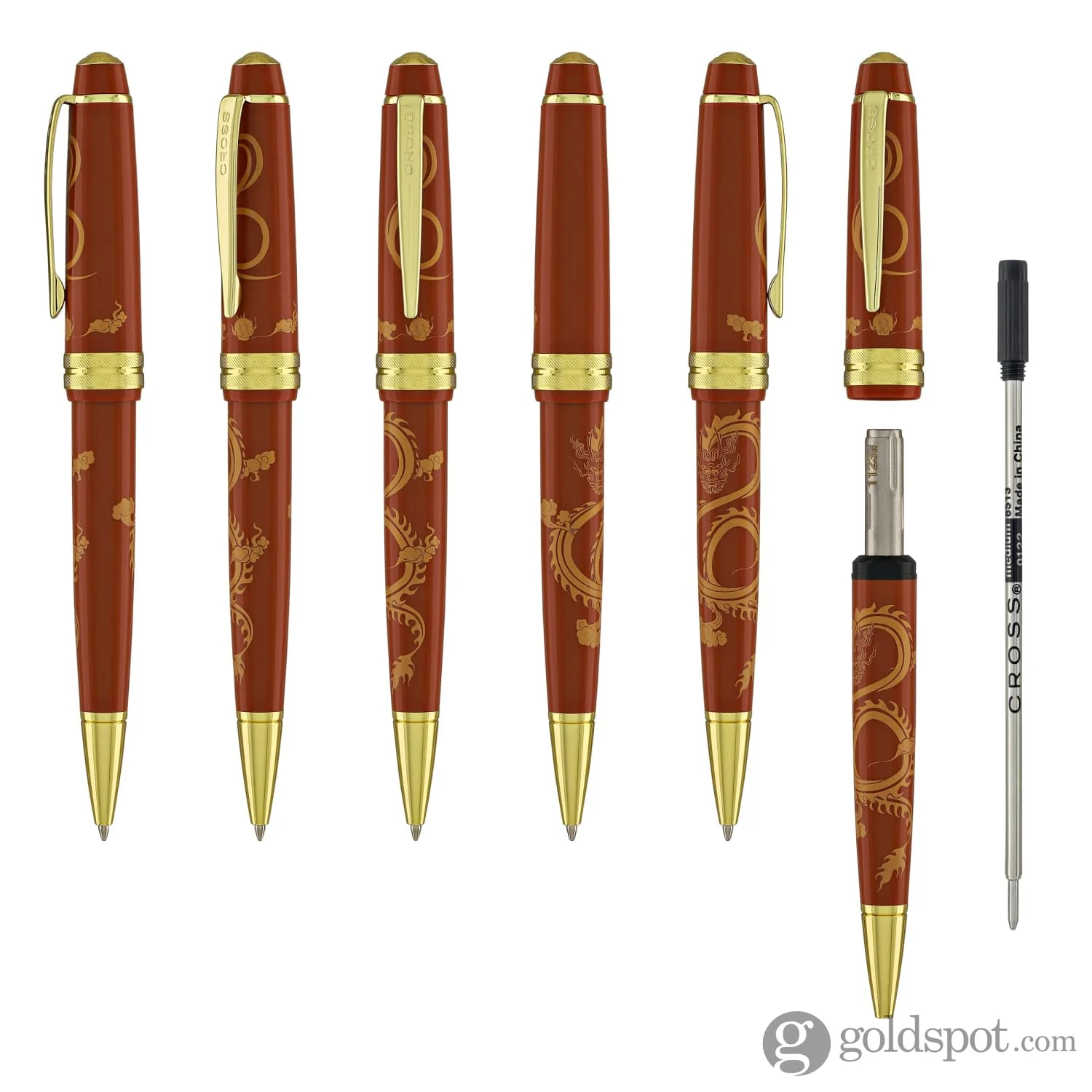 Cross Bailey Light Year of the Dragon Ballpoint Pen in Polished Amber Resin and Gold Tone - Image 6