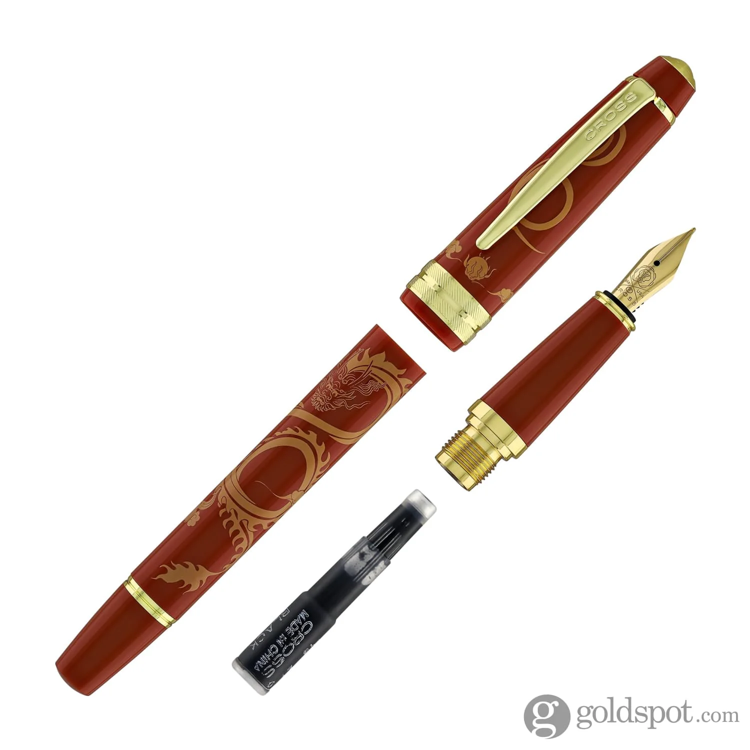 Cross Bailey Light Year of the Dragon Fountain Pen in Polished Amber Resin and Gold Tone - Image 7