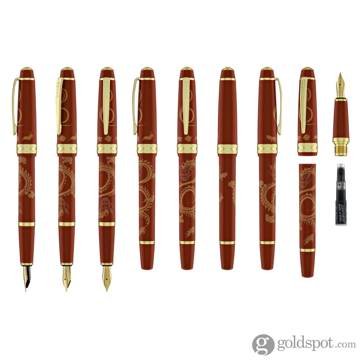 Cross Bailey Light Year of the Dragon Fountain Pen in Polished Amber Resin and Gold Tone - Image 8